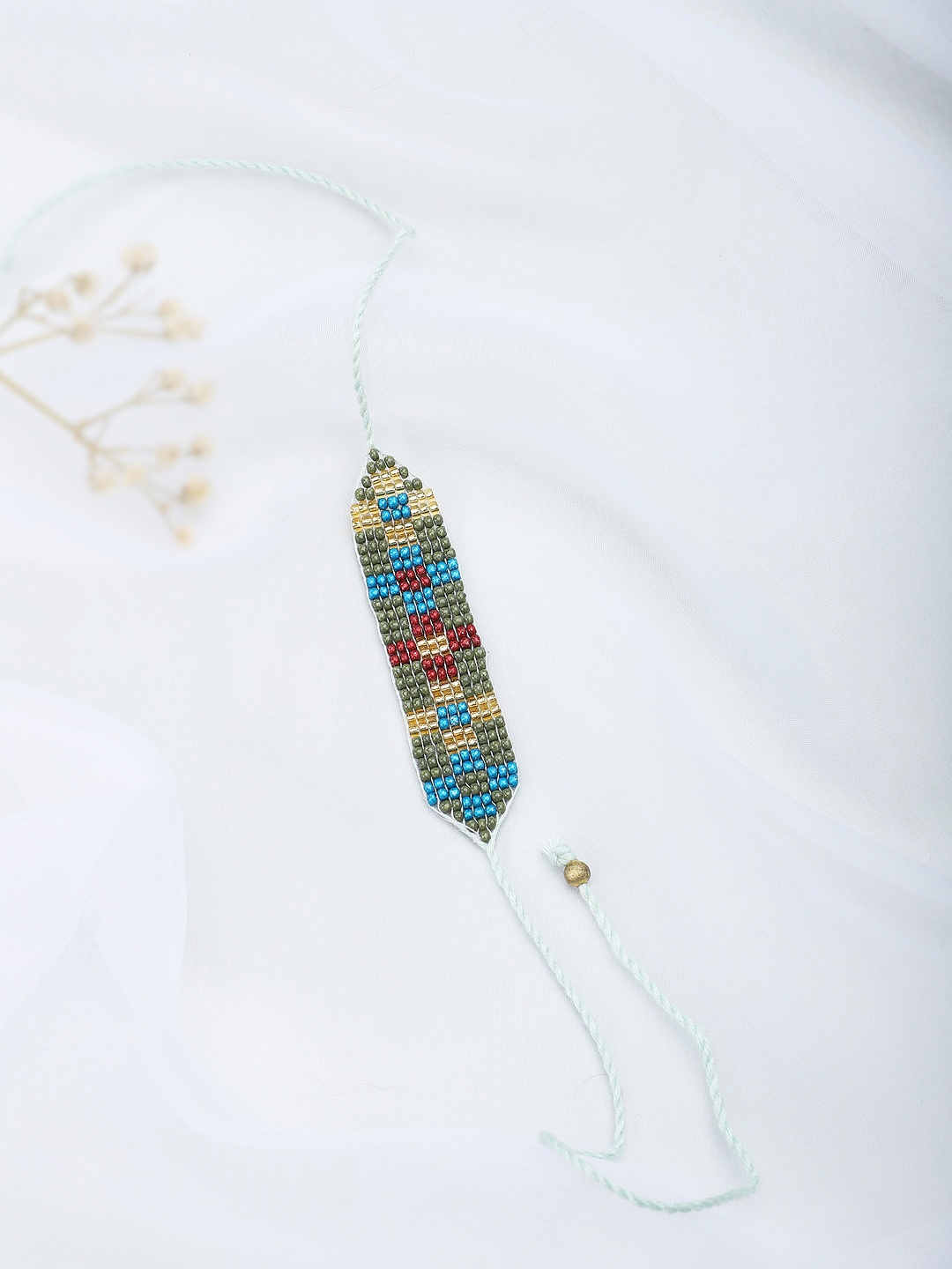 Fabindia Blue & Green Beads Thread Rakhi