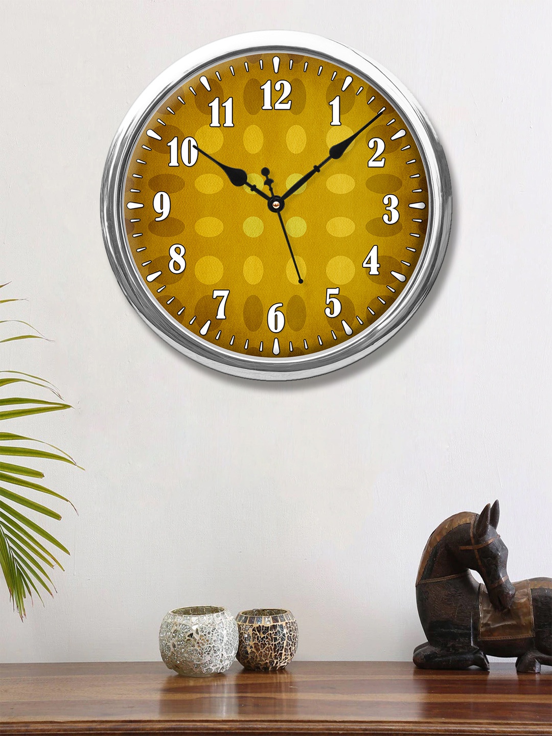 999Store Brown & White Printed Contemporary Wall Clock