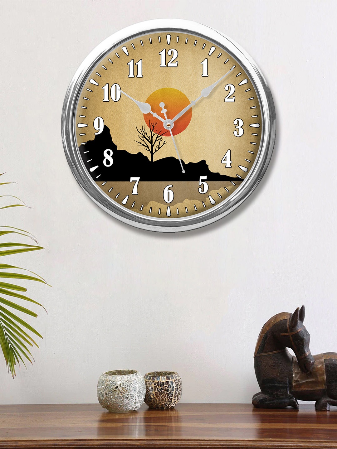 999Store Brown & Black Printed Contemporary Wall Clock