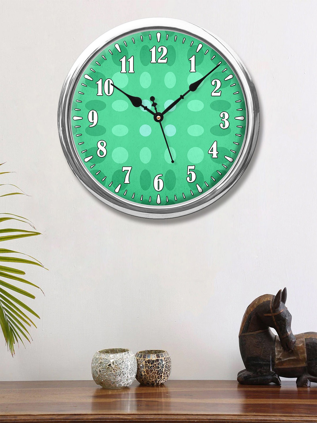 999Store Green & White Printed Contemporary Wall Clock