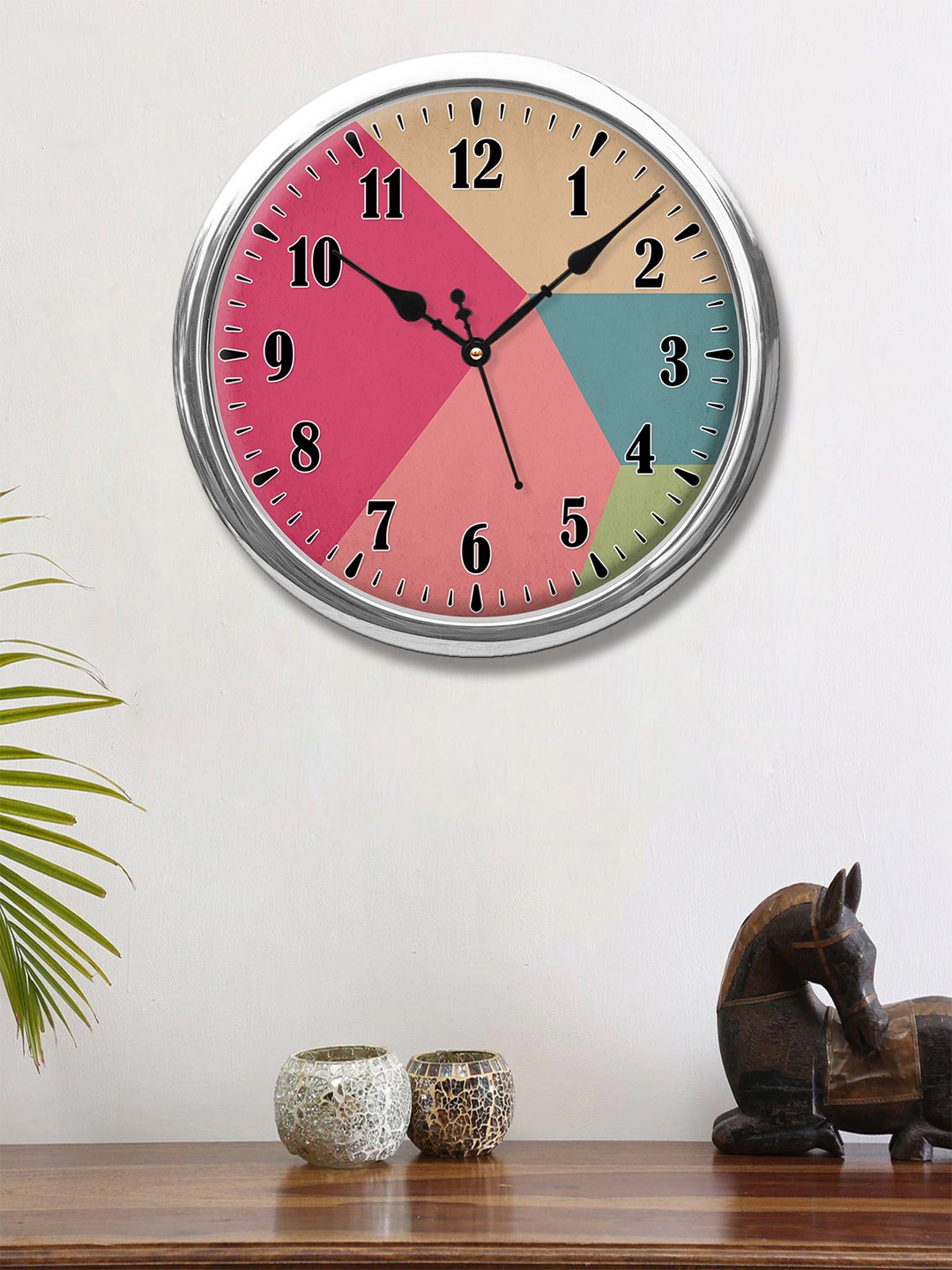 999Store Pink & Blue Colourblocked Contemporary Wall Clock 30 cm