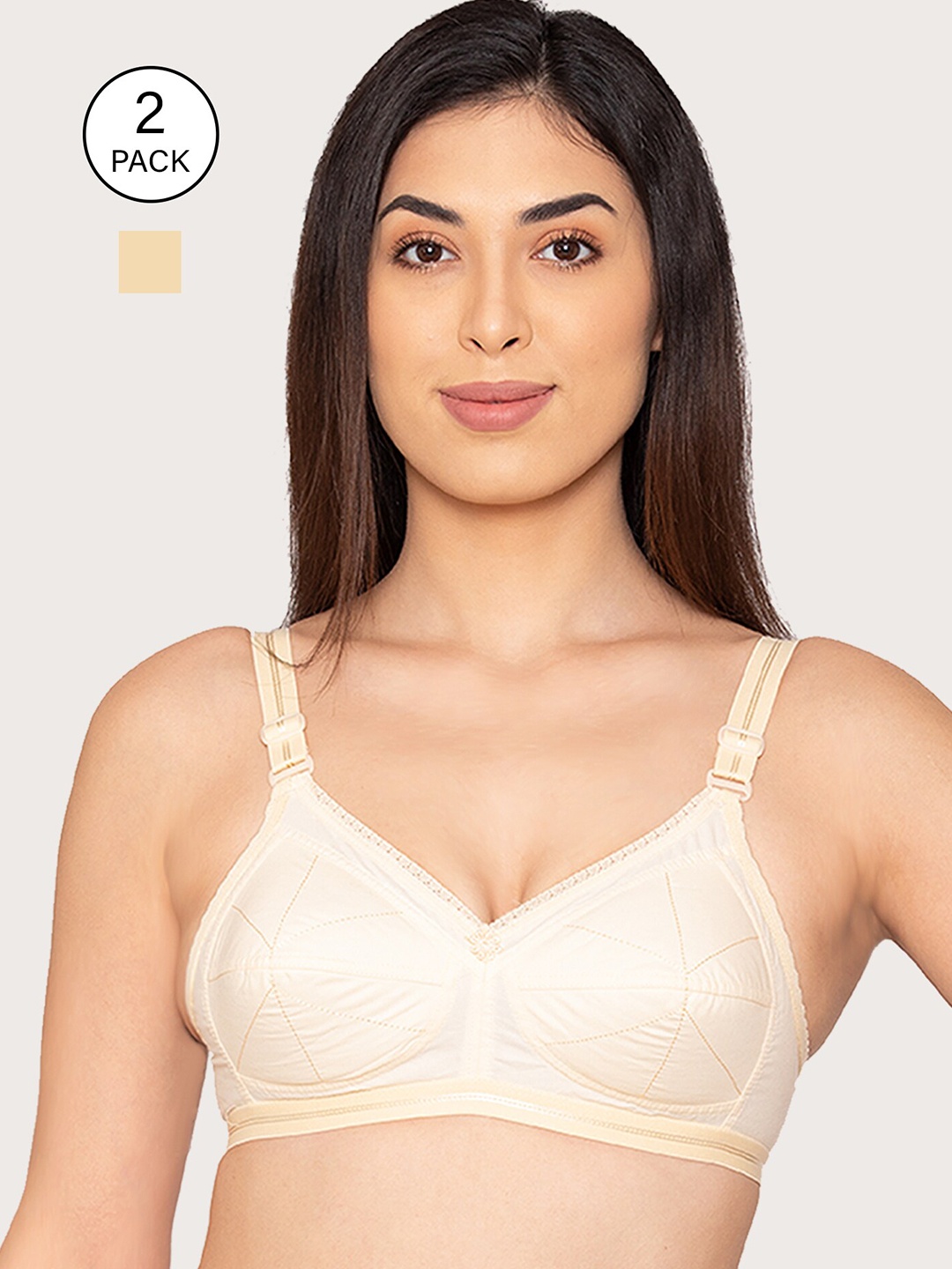 Kalyani Pack of 2 Beige Cotton Everyday Bra