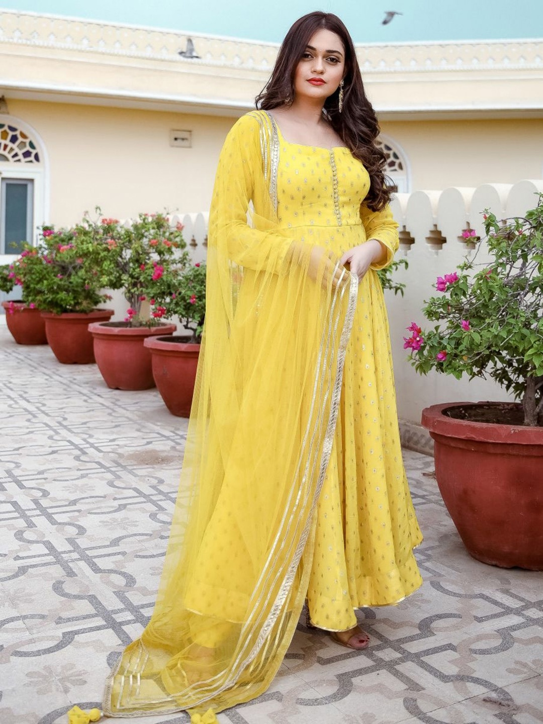 Lavanya The Label Ethnic Motifs Embroidered Pleated Anarkali Kurta with Churidar & Dupatta, Yellow
Lavanya The Label Ethnic Motifs Embroidered Pleated Anarkali Kurta with Churidar & Dupatta, Yellow