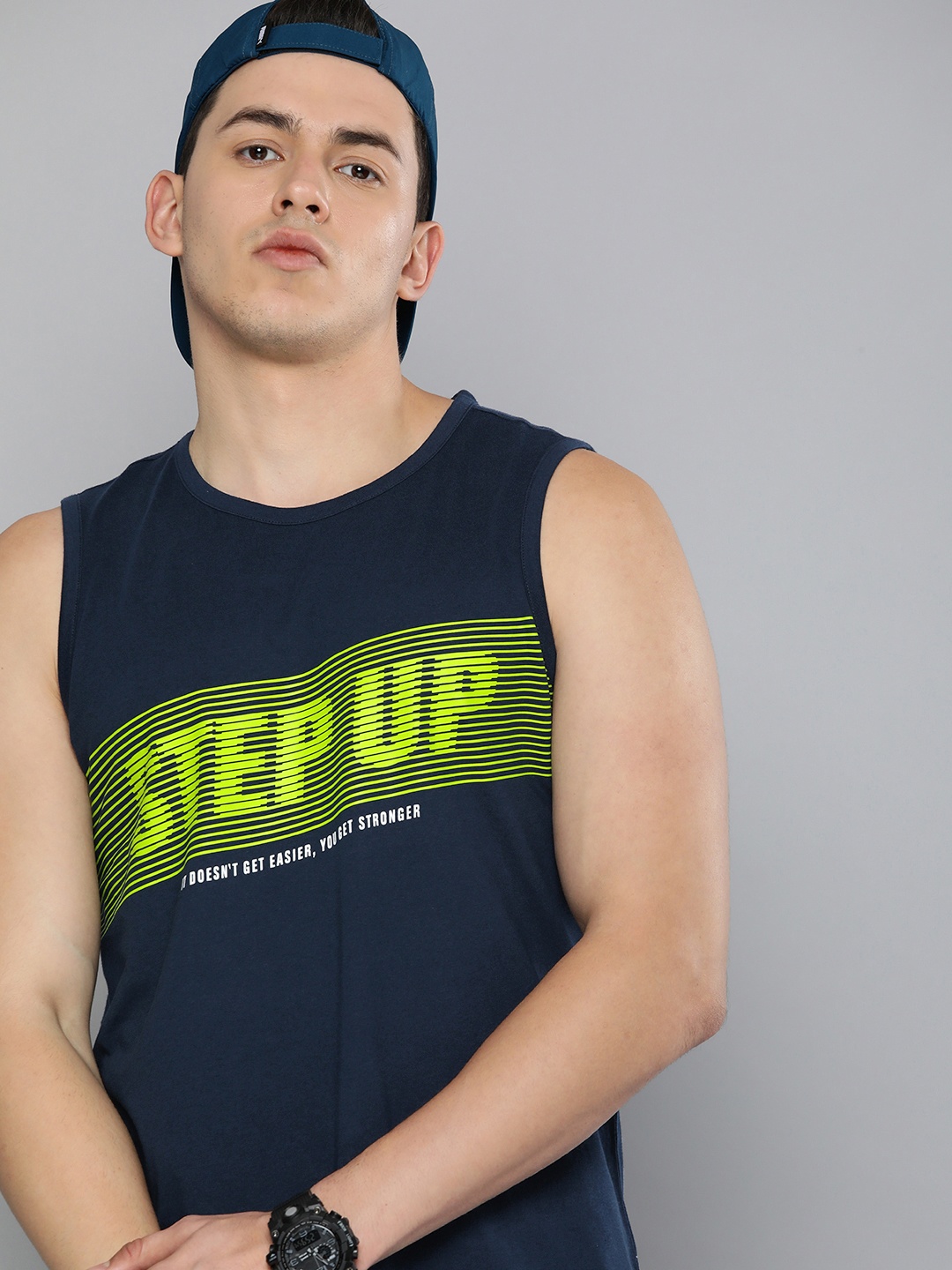 Slazenger Men Blue & Lime Green Typography Graphic Printed Sleeveless Casual Bio-Wash T-shirt
Slazenger Men Blue & Lime Green Typography Graphic Printed Sleeveless Casual Bio-Wash T-shirt