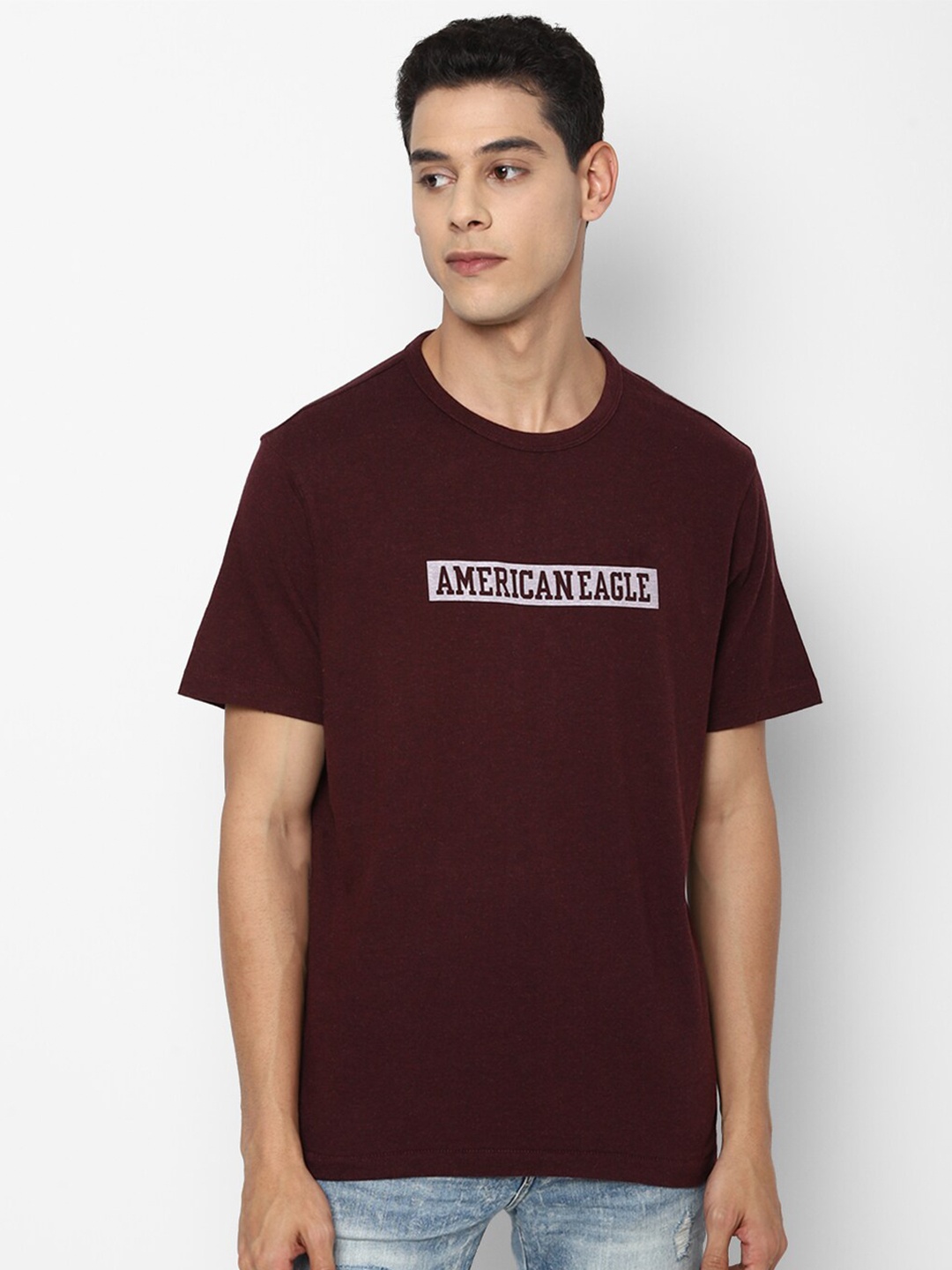 AMERICAN EAGLE OUTFITTERS Men Burgundy & White Logo Printed Slim Fit Pure Cotton T-shirt
AMERICAN EAGLE OUTFITTERS Men Burgundy & White Logo Printed Slim Fit Pure Cotton T-shirt