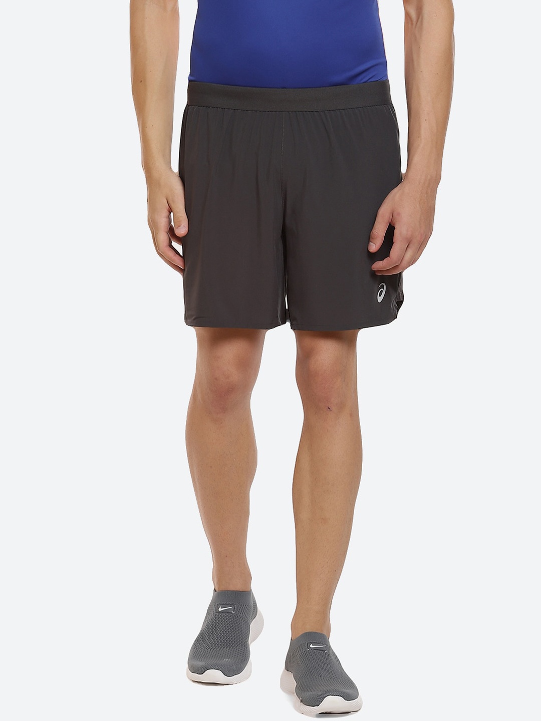 ASICS Men Grey Sports Running Shorts ROAD 2-N-1 7IN