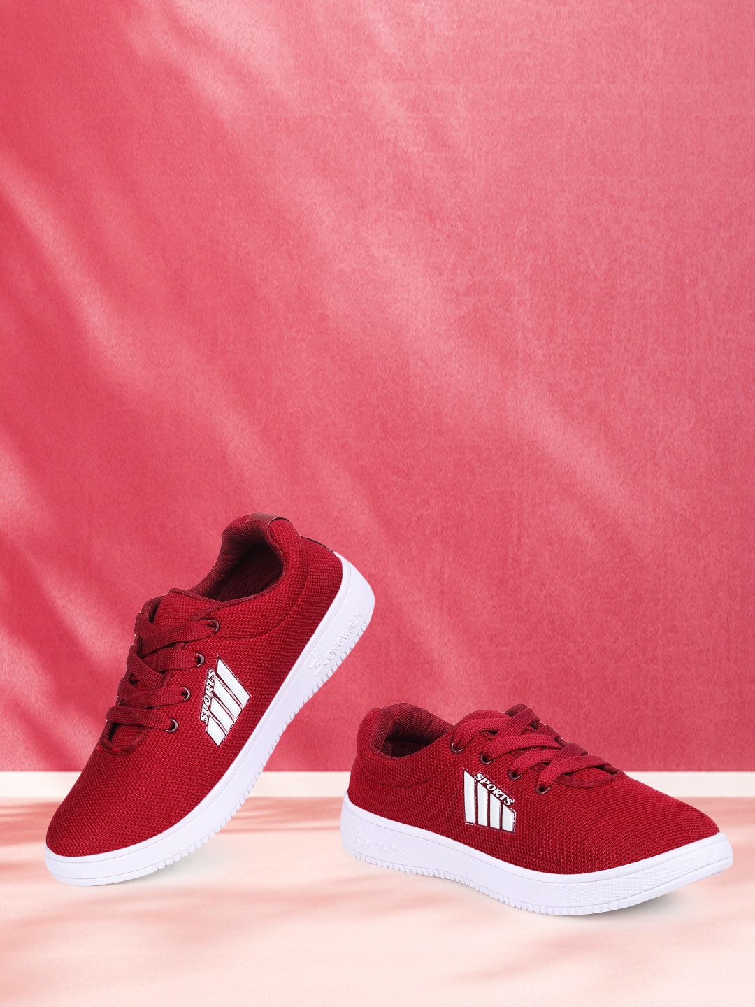 Longwalk Women Maroon Striped Sneakers