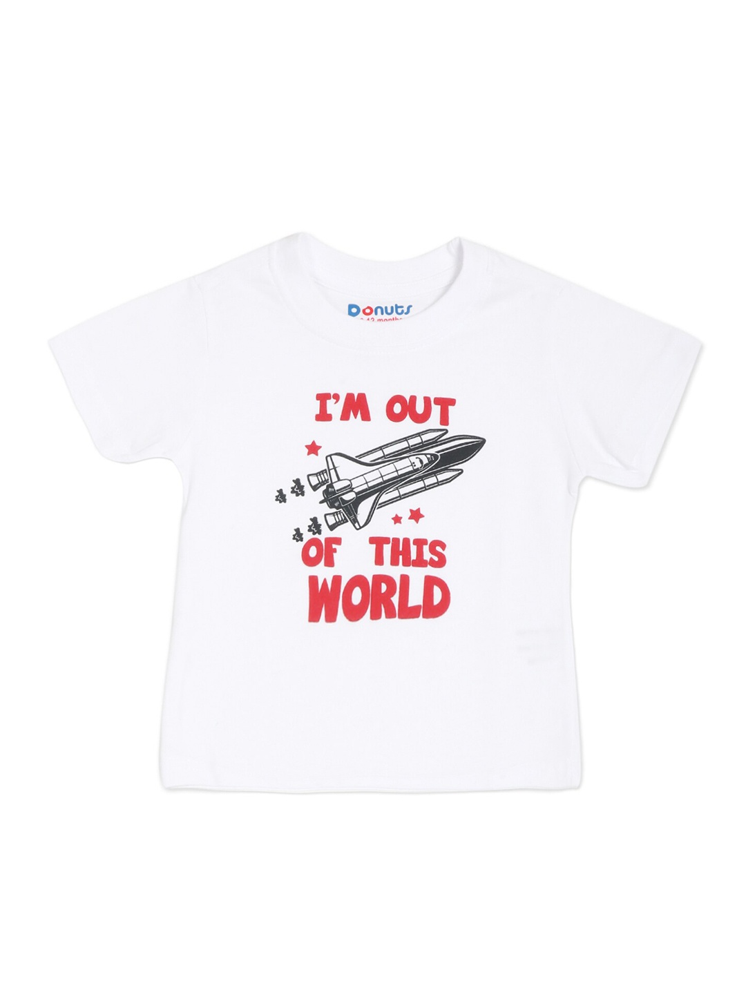 Donuts Boys White Typography Printed T-shirt