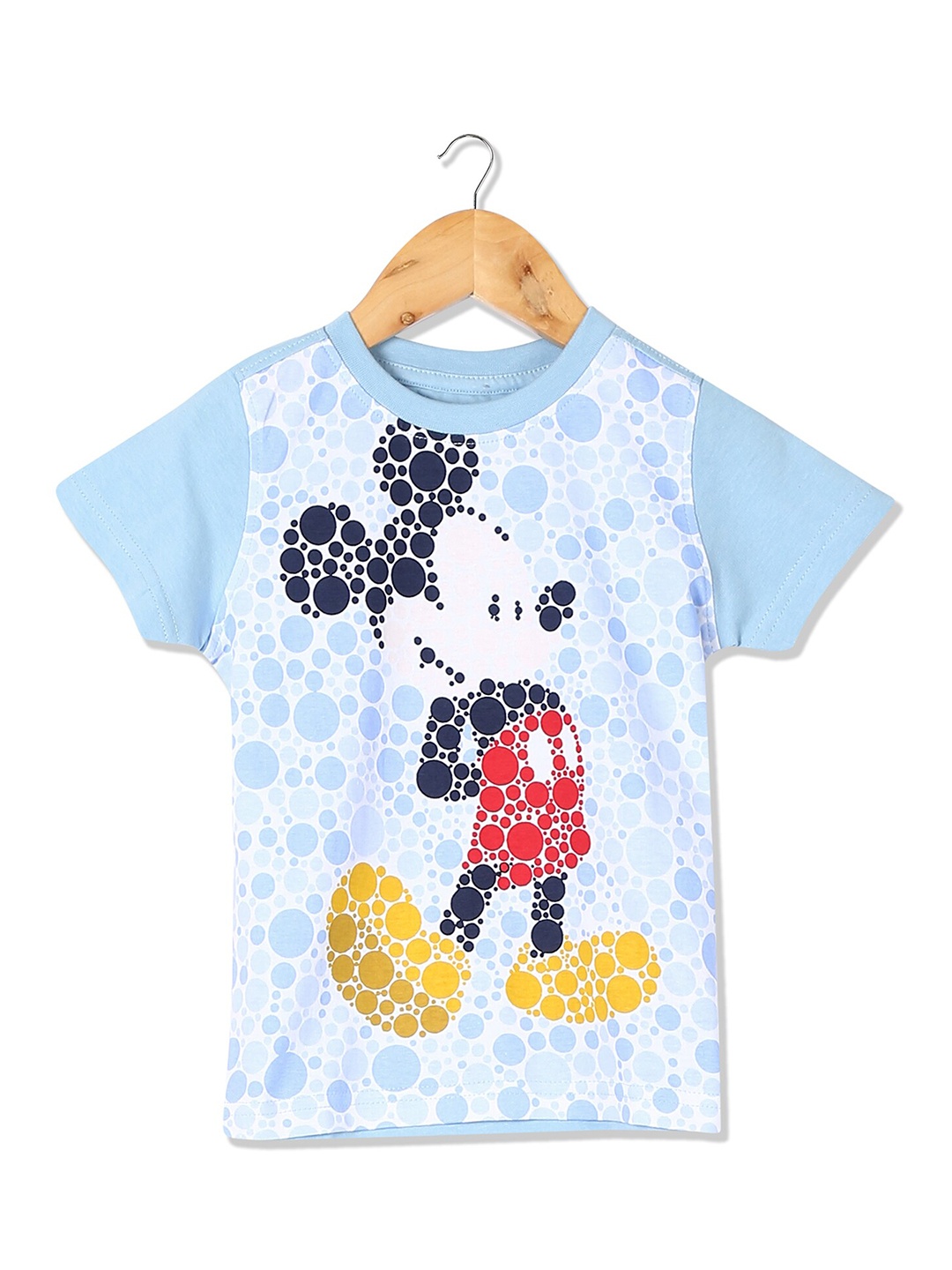 Colt Boys Blue Mickey Mouse Printed Cotton T-shirt