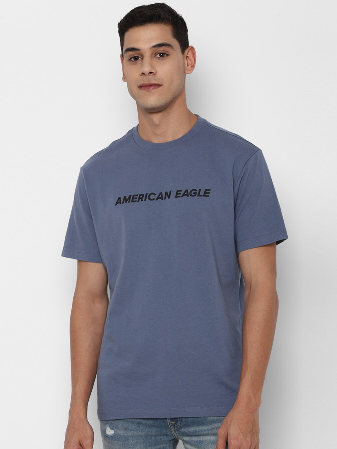 AMERICAN EAGLE OUTFITTERS Men Blue & Black Brand Logo Printed Pure Cotton Slim Fit T-shirt
AMERICAN EAGLE OUTFITTERS Men Blue & Black Brand Logo Printed Pure Cotton Slim Fit T-shirt