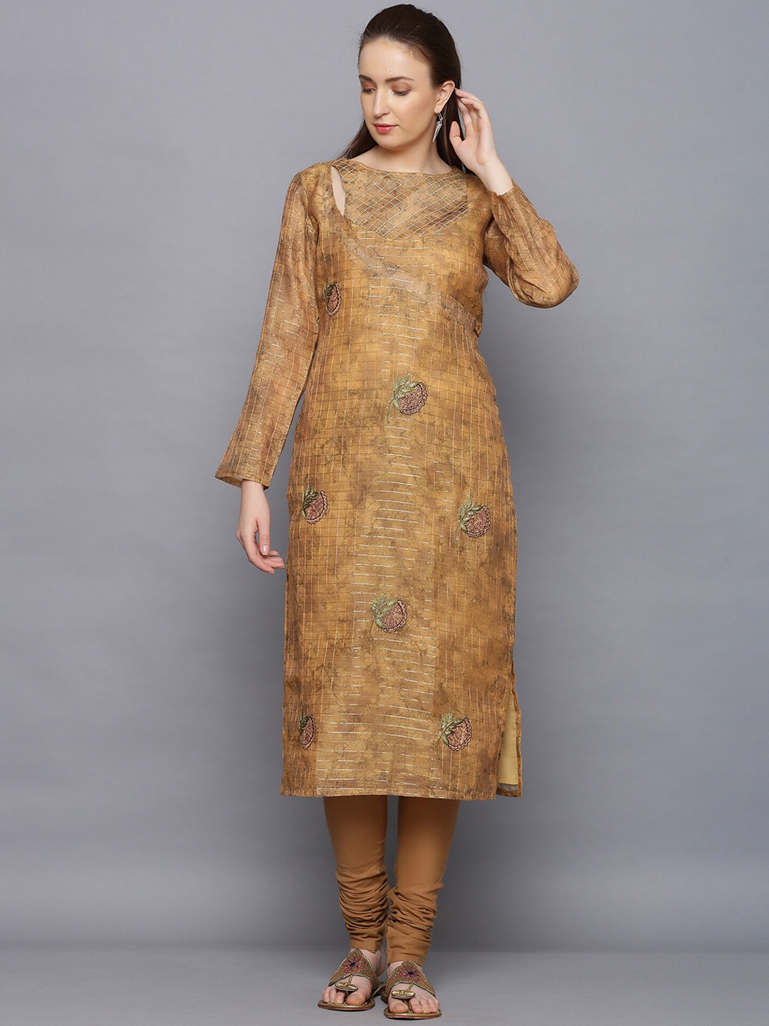 Jaipur Kurti Women Mustard Yellow Printed Panelled Chanderi Cotton Kurta with Churidar & With Dupatta
Jaipur Kurti Women Mustard Yellow Printed Panelled Chanderi Cotton Kurta with Churidar & With Dupatta