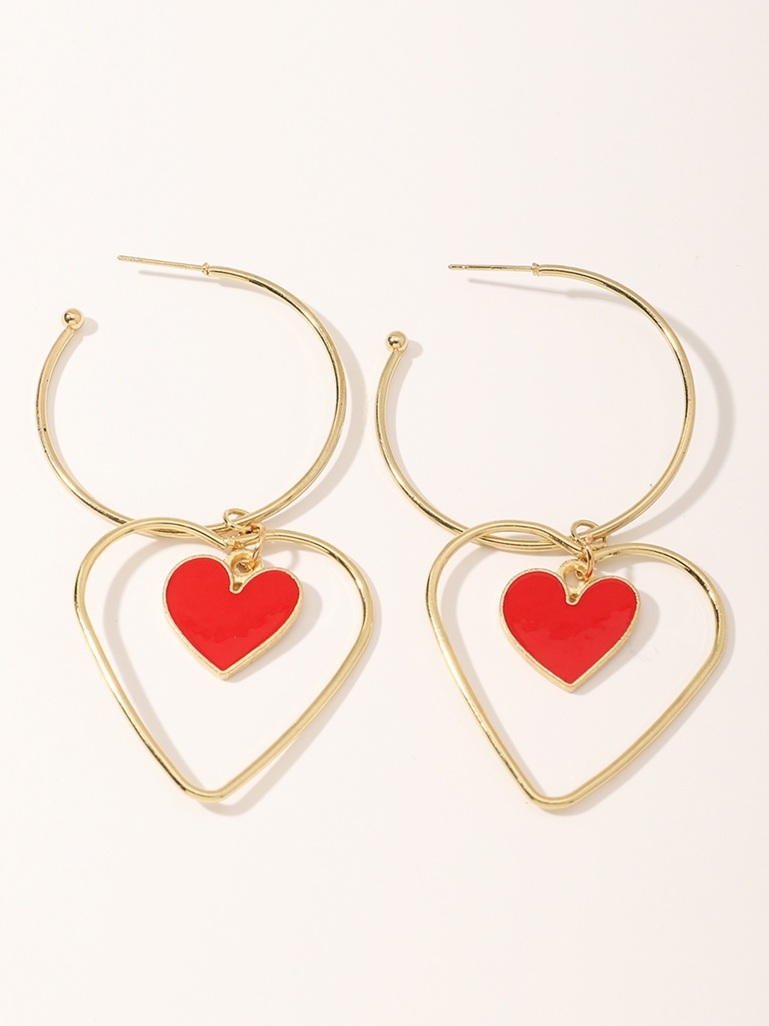 URBANIC Women Gold-Toned & Red Dangle Earrings