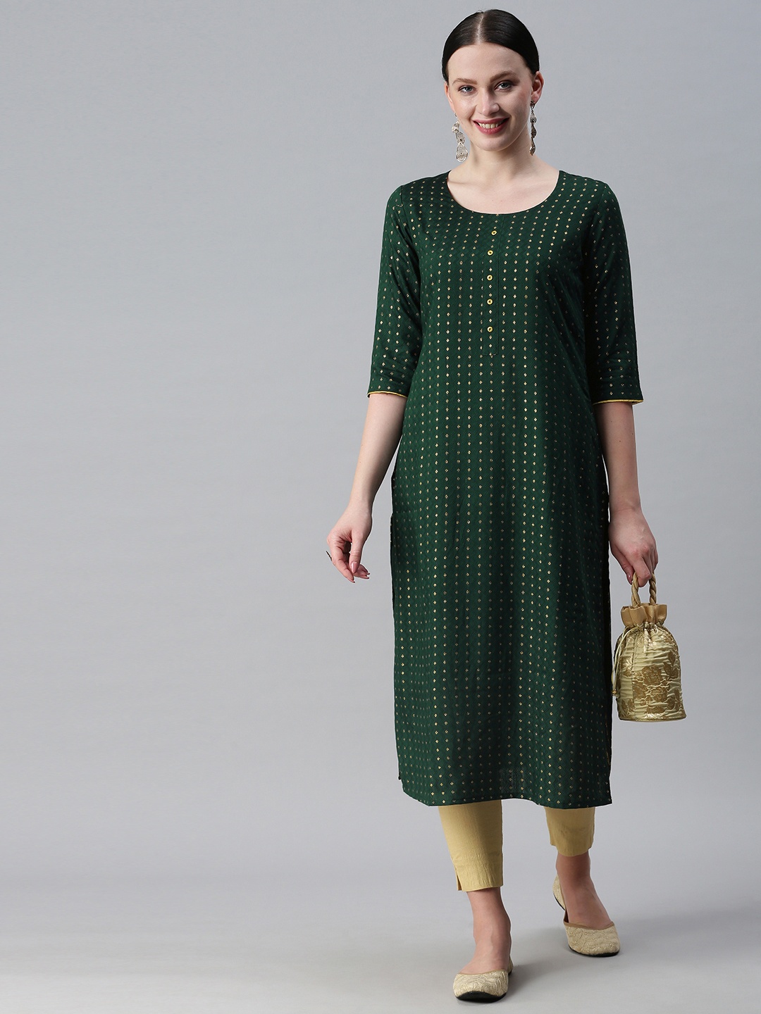 ETIQUETTE Women Green Kurta