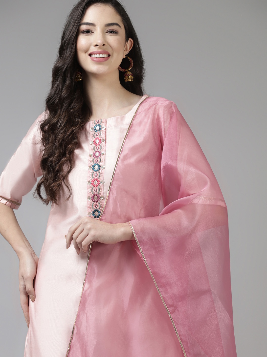 Indo Era Women Pink Floral Embroidered Thread Work Liva Kurta with Palazzos & With Dupatta
Indo Era Women Pink Floral Embroidered Thread Work Liva Kurta with Palazzos & With Dupatta