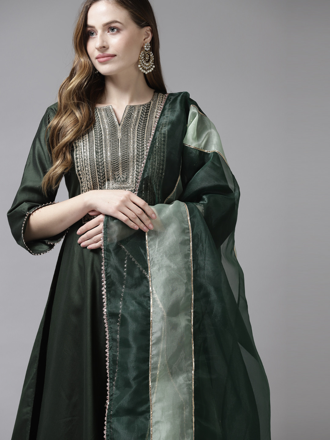 Indo Era Women Beige Ethnic Motifs Embroidered Empire Kurta with Trousers & With Dupatta
Indo Era Women Beige Ethnic Motifs Embroidered Empire Kurta with Trousers & With Dupatta