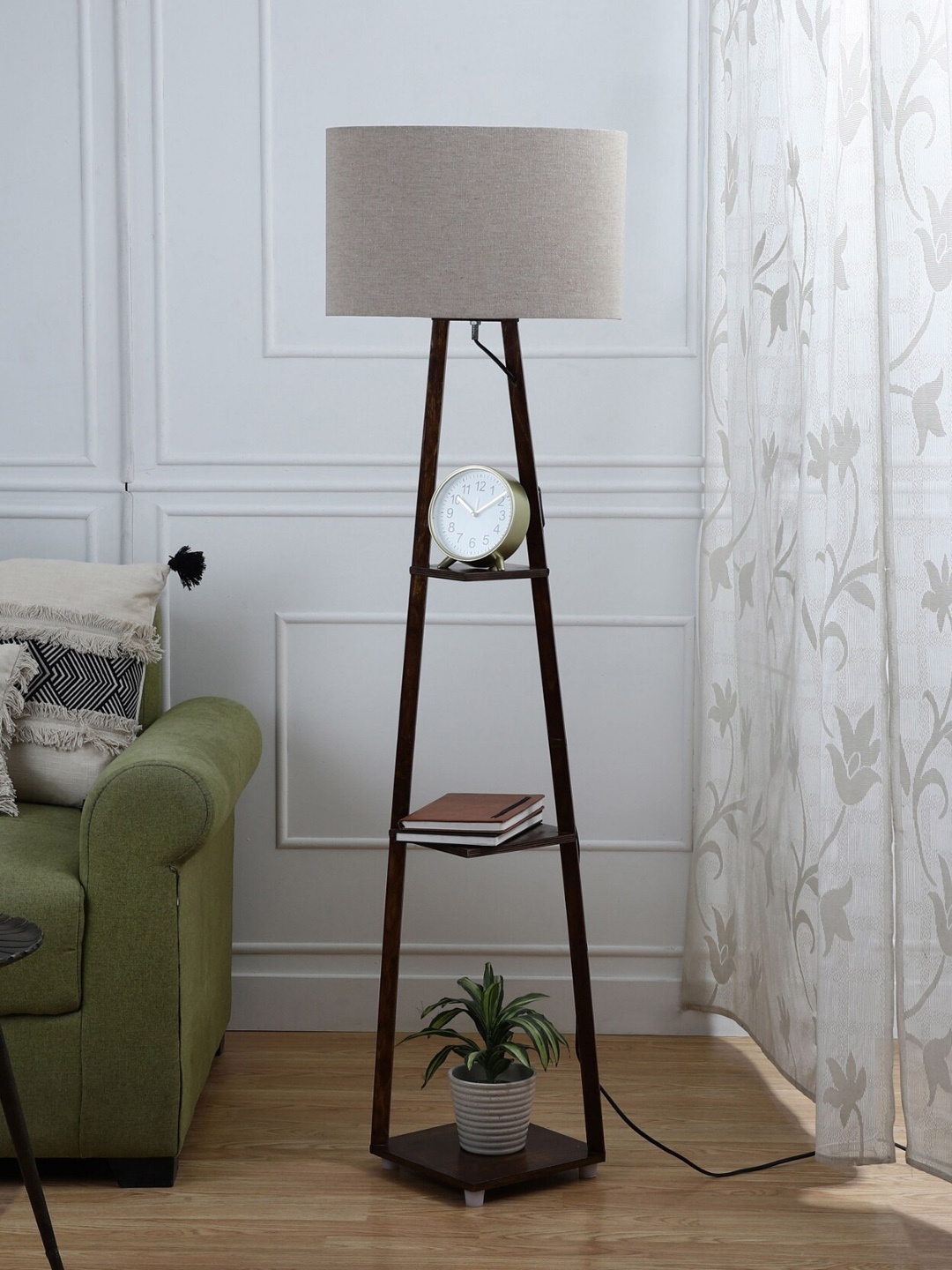 SANDED EDGE 3 Tier Shelf Space in Walnut Hand Polished with Oval Shape Shade Magnum Lamp, Brown
SANDED EDGE 3 Tier Shelf Space in Walnut Hand Polished with Oval Shape Shade Magnum Lamp, Brown