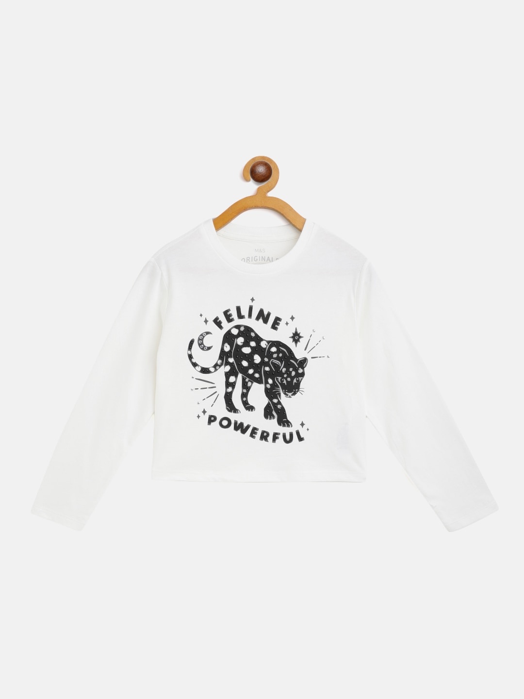 Marks & Spencer Girls White & Black Pure Cotton Printed T-shirt with Embellished Detail
Marks & Spencer Girls White & Black Pure Cotton Printed T-shirt with Embellished Detail