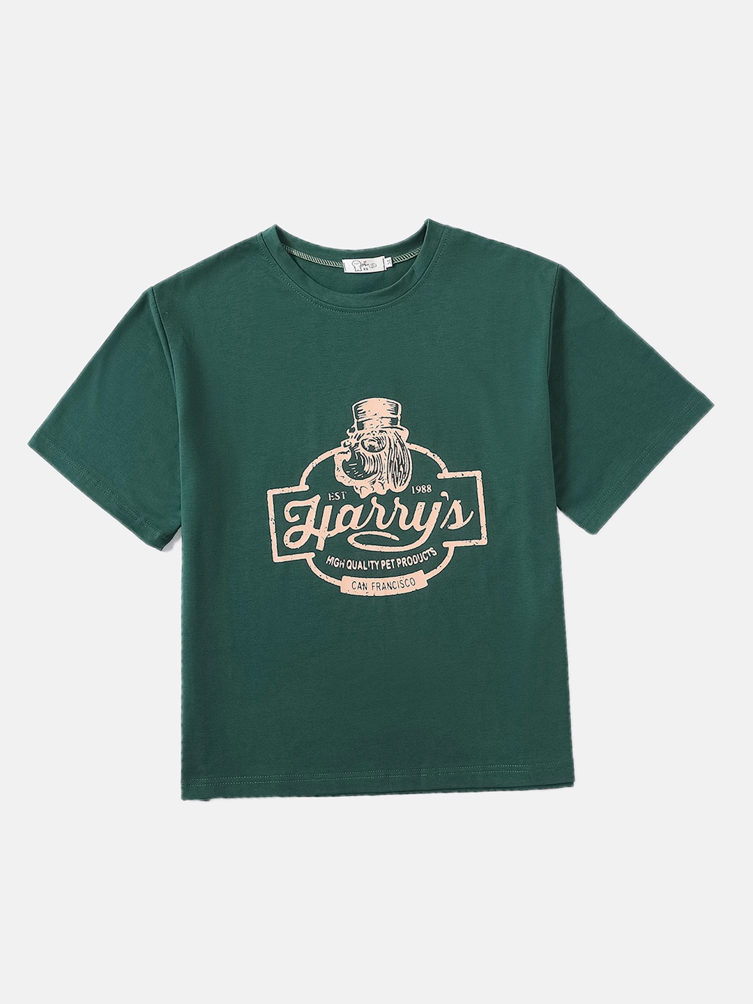 URBANIC Women Green Pure Cotton Typography Print T-shirt