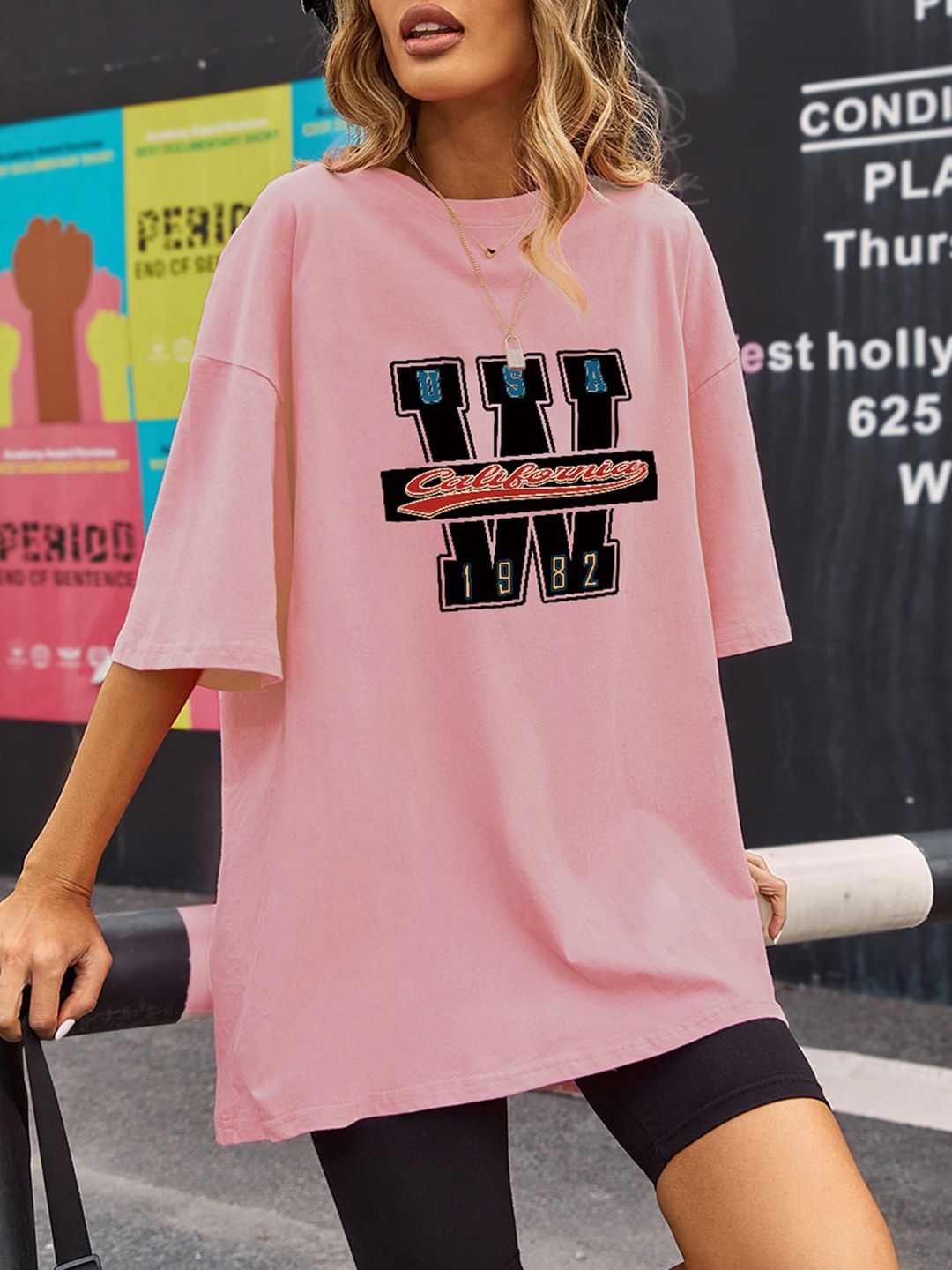 URBANIC Women Pink & Black Cotton Typography Printed Drop-Shoulder Sleeves Loose T-shirt
URBANIC Women Pink & Black Cotton Typography Printed Drop-Shoulder Sleeves Loose T-shirt