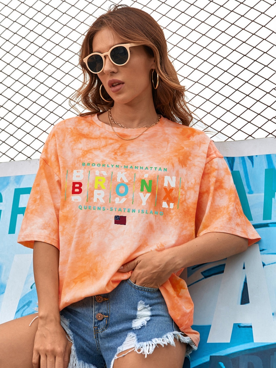 URBANIC Women Orange & Green Dyed With Print Detail Drop-Shoulder Sleeves Cotton T-shirt
URBANIC Women Orange & Green Dyed With Print Detail Drop-Shoulder Sleeves Cotton T-shirt