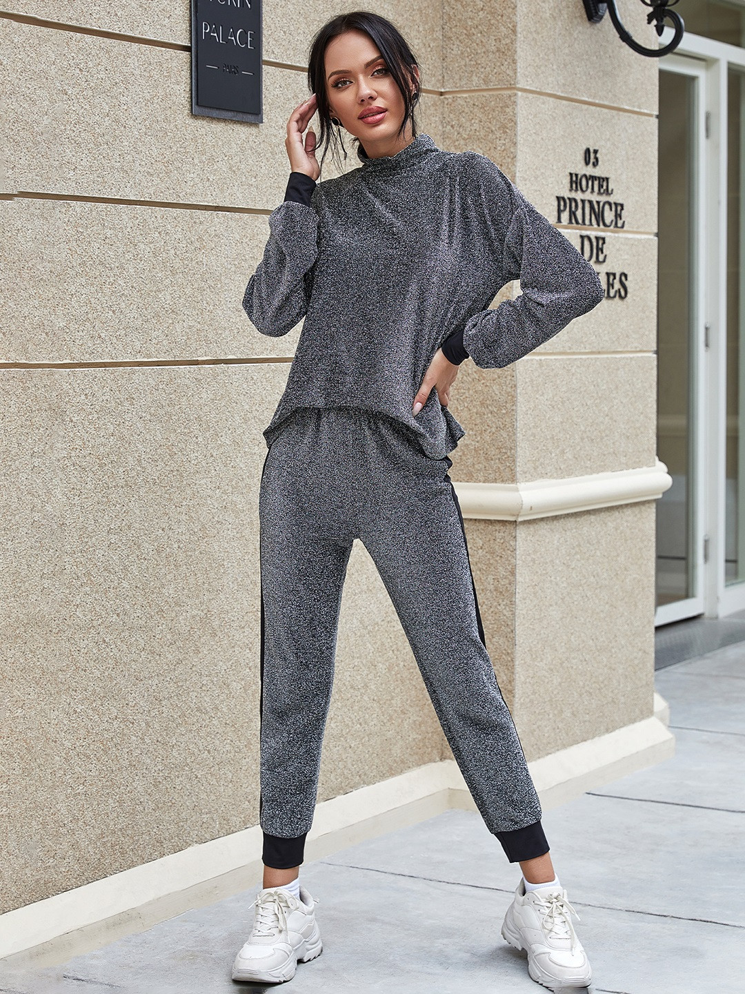 URBANIC Black & Silver Shimmery Effect Co-ords 
URBANIC Black & Silver Shimmery Effect Co-ords