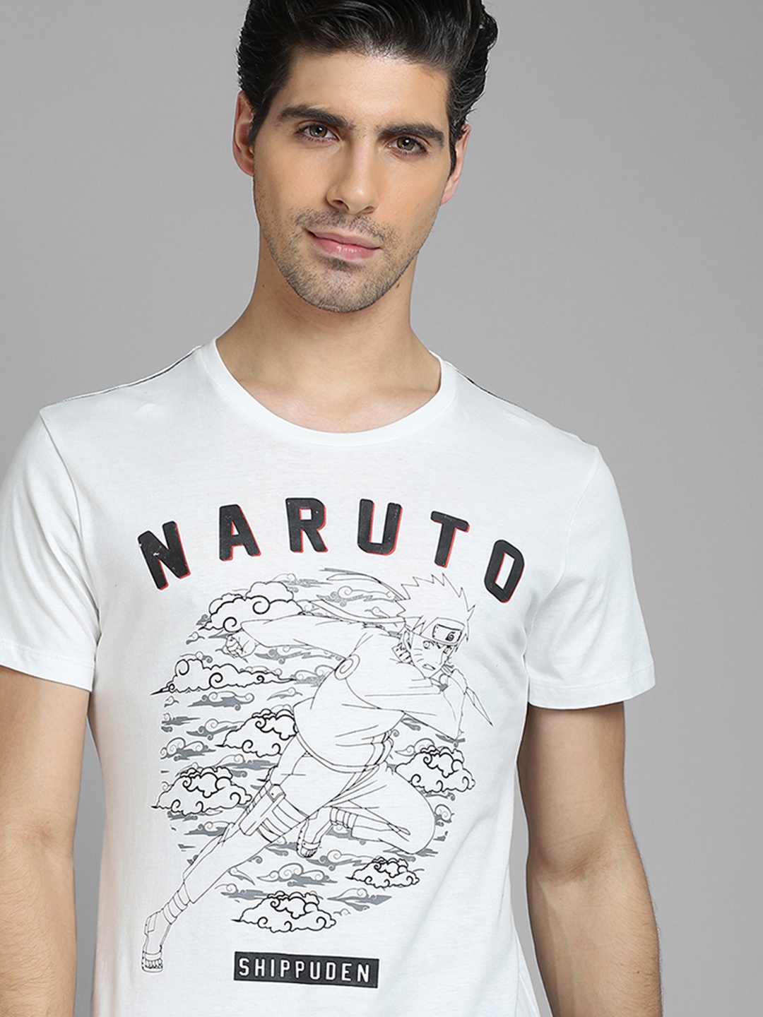 Free Authority Naruto Men White Typography Printed T-shirt