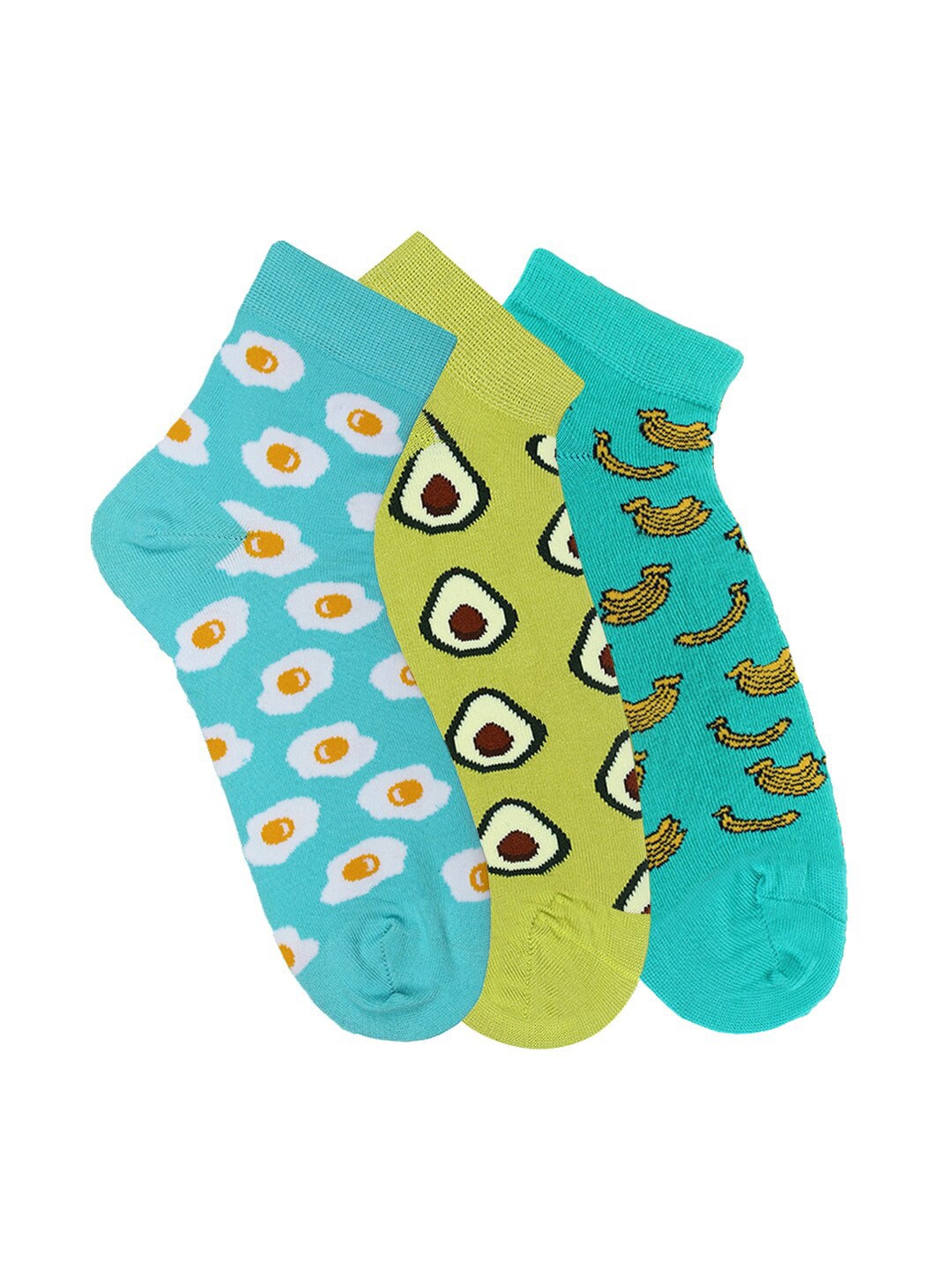 Soxytoes Unisex Pack of 3 Ankle Length Quirky Cotton Socks, Multi