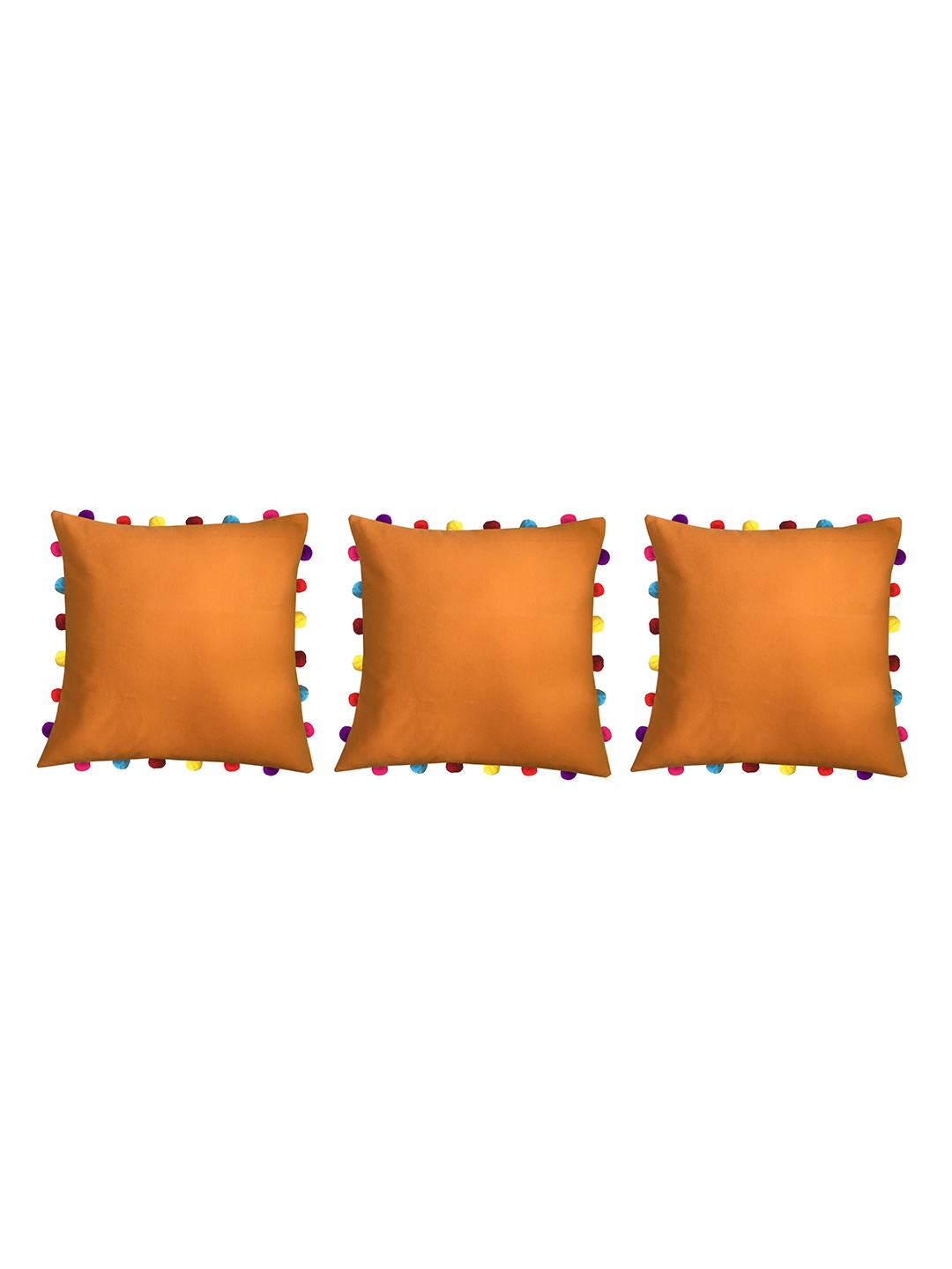 Lushomes Orange & Yellow 3 Pieces Square Cushion Covers