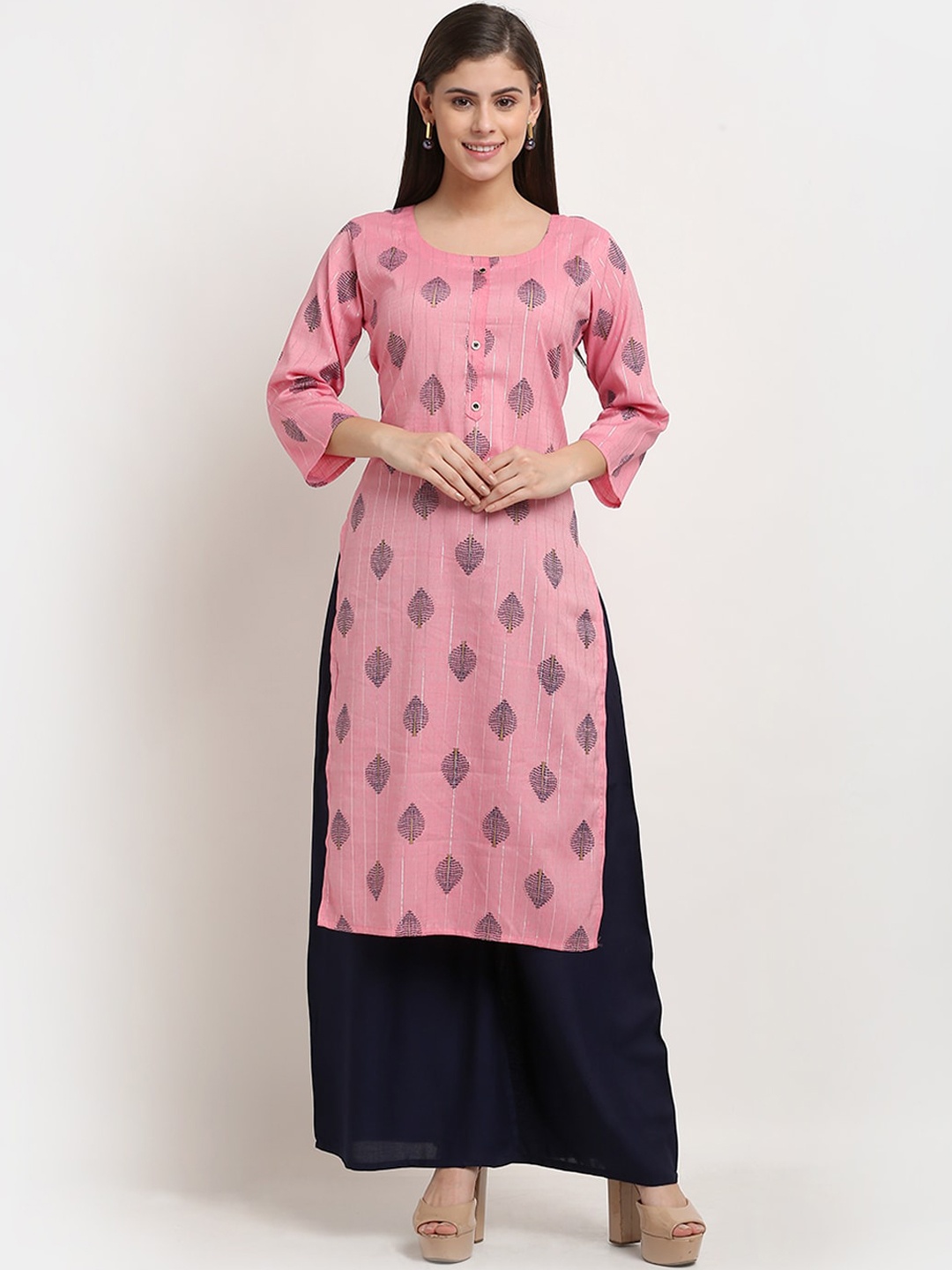 GRACIT Women Pink Ethnic Motifs Printed Regular Pure Cotton Kurta with Palazzos
GRACIT Women Pink Ethnic Motifs Printed Regular Pure Cotton Kurta with Palazzos
