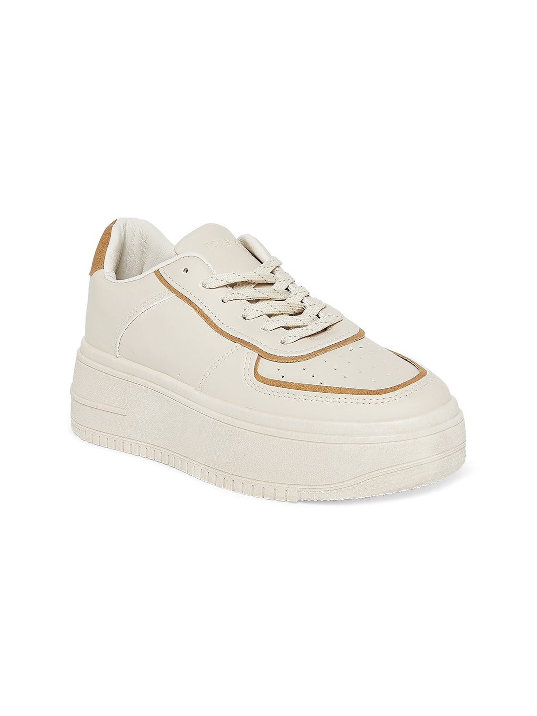 Forever Glam by Pantaloons Women Beige Solid PU Flatforms