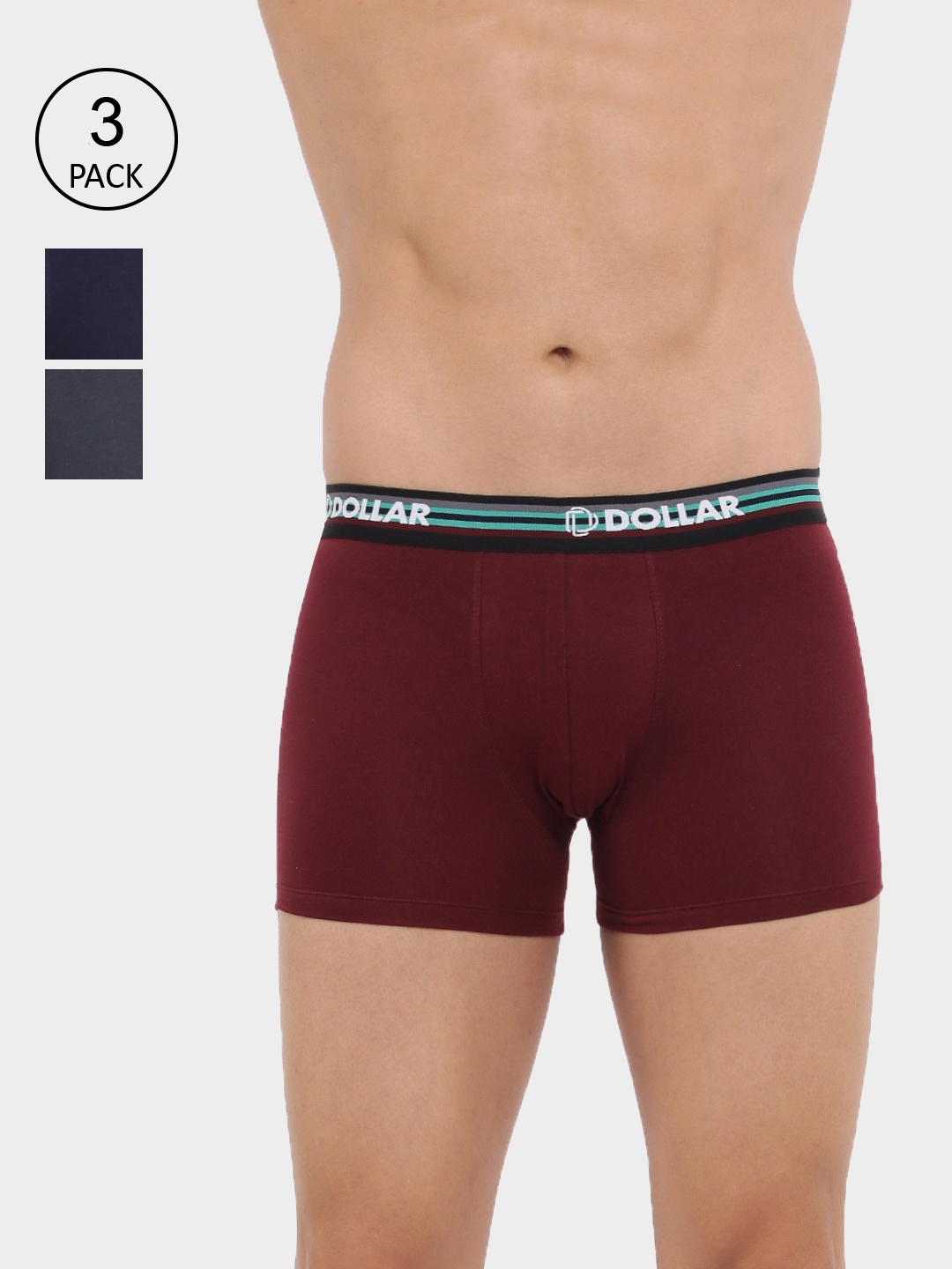 Dollar Bigboss Men Pack of 3 Solid Cotton Spandex Trunks MBTR-16-FLEXITRNK-PO3-CO2, Assorted
Dollar Bigboss Men Pack of 3 Solid Cotton Spandex Trunks MBTR-16-FLEXITRNK-PO3-CO2, Assorted