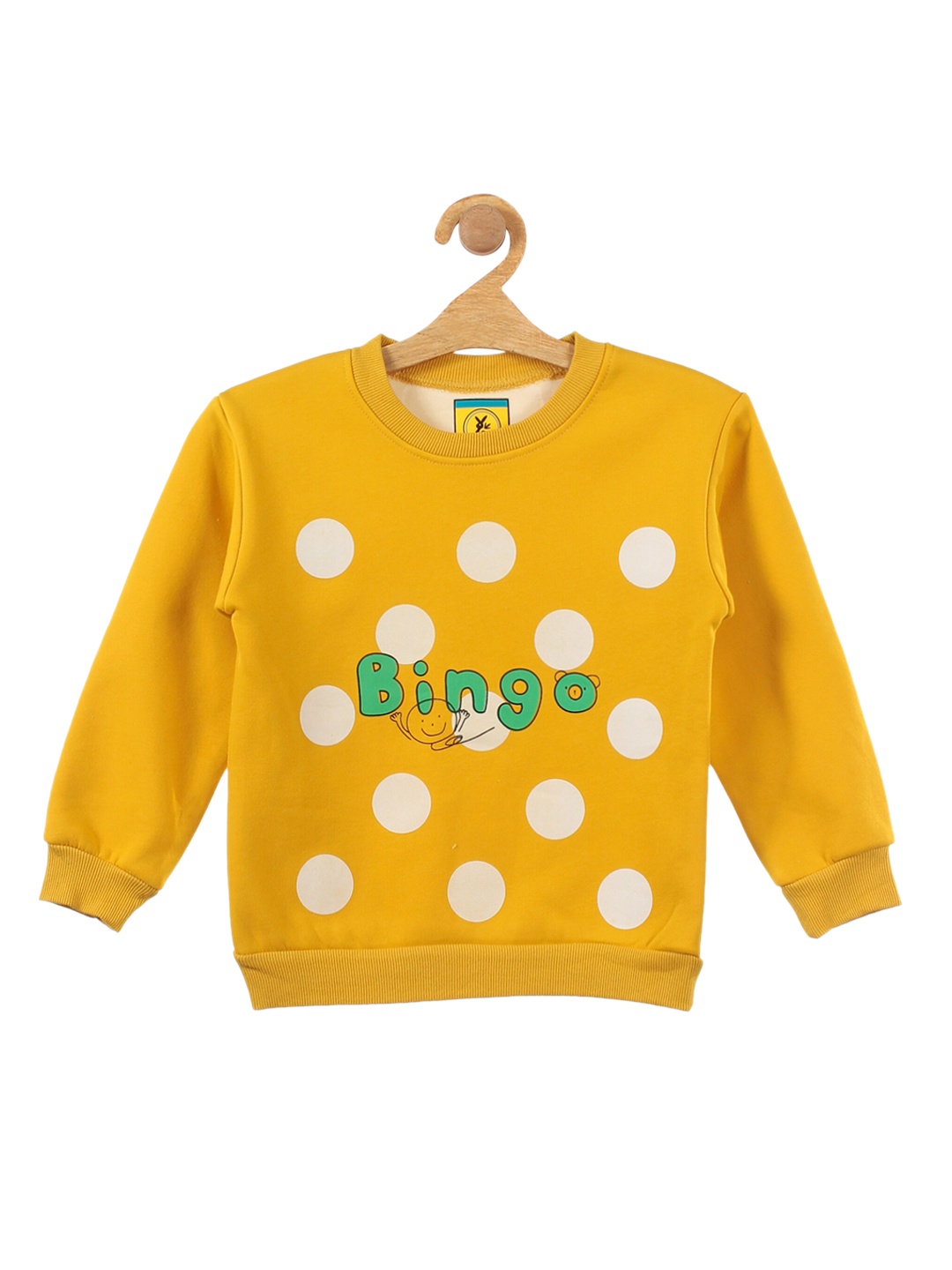 Lil Lollipop Unisex Kids Mustard Printed Fleece Sweatshirt