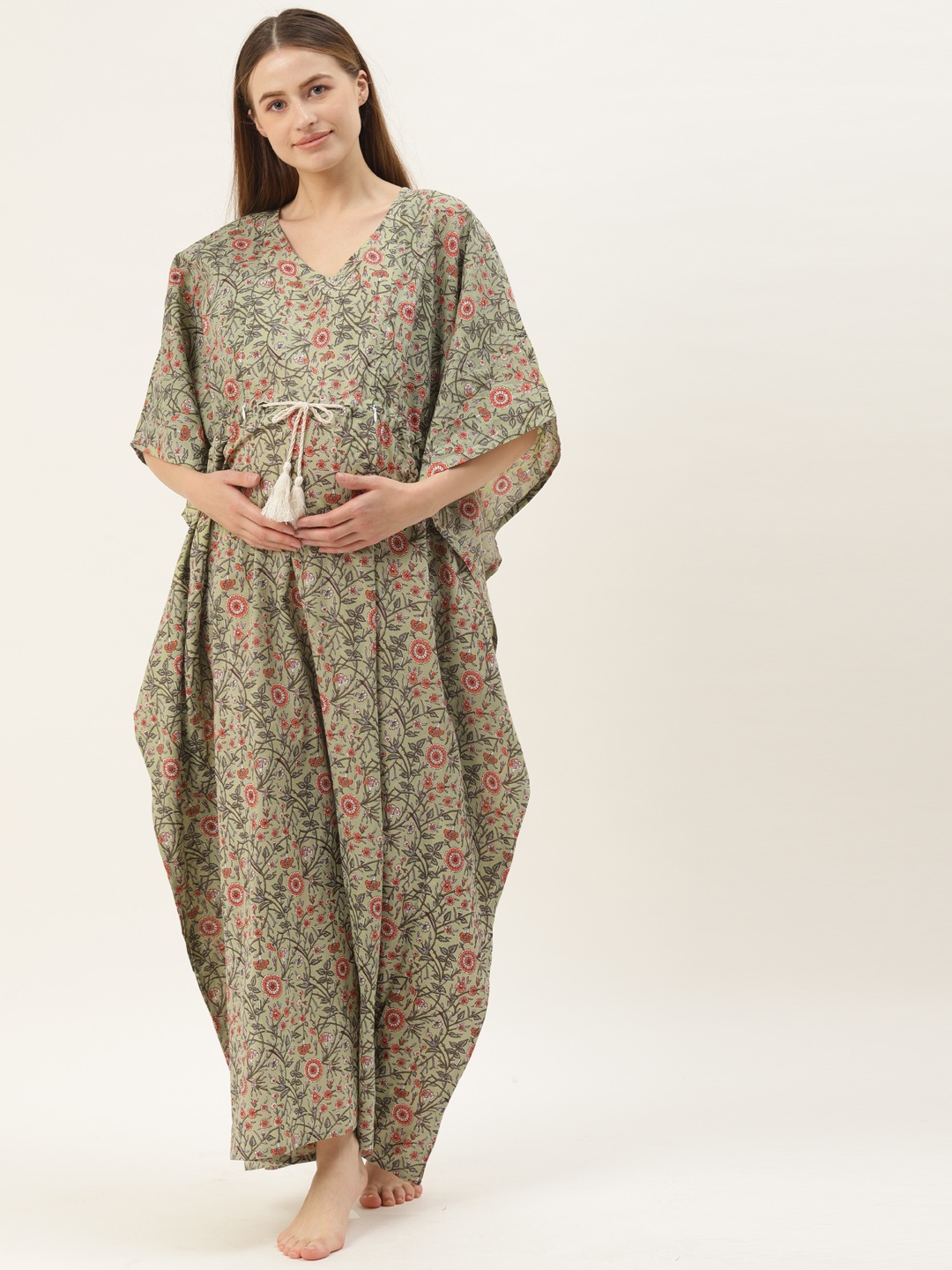Ikk Kudi by Seerat Green Printed Pure Cotton Maternity & Nursing Kaftan Maxi Nightdress
Ikk Kudi by Seerat Green Printed Pure Cotton Maternity & Nursing Kaftan Maxi Nightdress