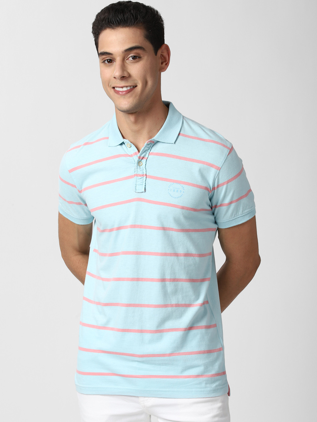 Peter England Casuals Men Blue Striped Polo Collar Slim Fit Cotton T-shirt 
Peter England Casuals Men Blue Striped Polo Collar Slim Fit Cotton T-shirt