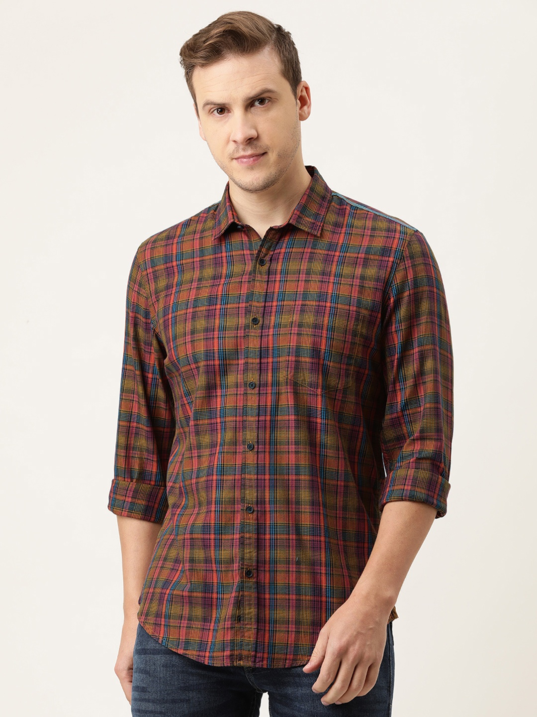 Peter England Casuals Men Multicoloured Slim Fit Tartan Checked Cotton Casual Shirt, Multi
Peter England Casuals Men Multicoloured Slim Fit Tartan Checked Cotton Casual Shirt, Multi