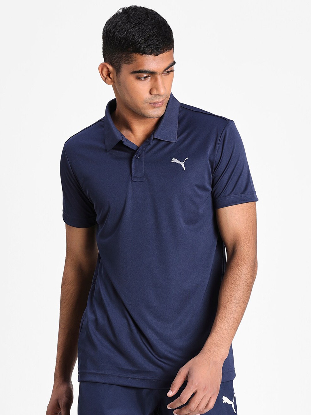 Puma Men Blue Polo Collar T-shirt