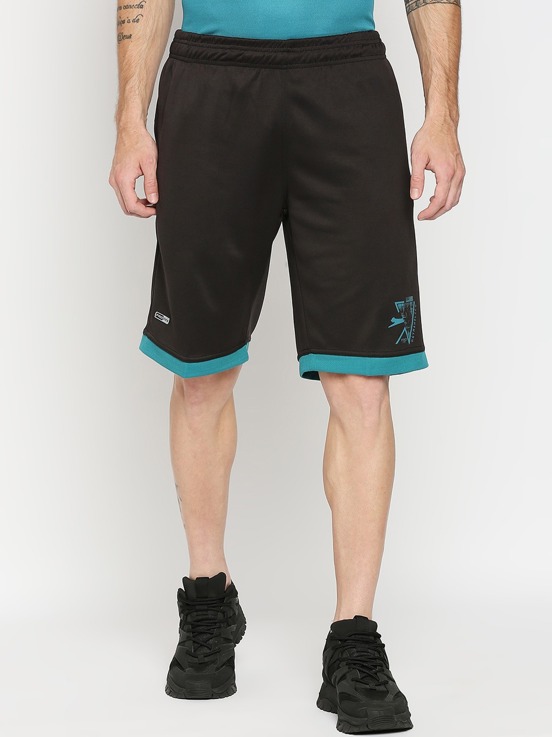 Black Panther Men Black Slim Fit Sports Shorts