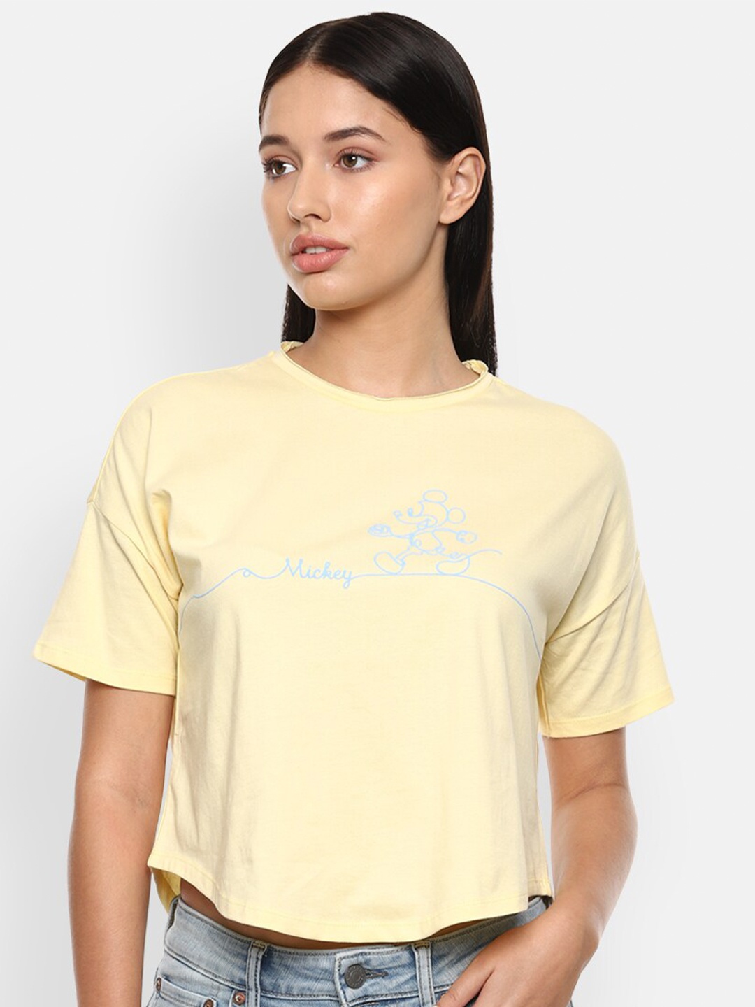 Van Heusen Woman Pure Cotton Yellow Mickey Mouse Printed Extended Sleeves Crop T-shirt
Van Heusen Woman Pure Cotton Yellow Mickey Mouse Printed Extended Sleeves Crop T-shirt