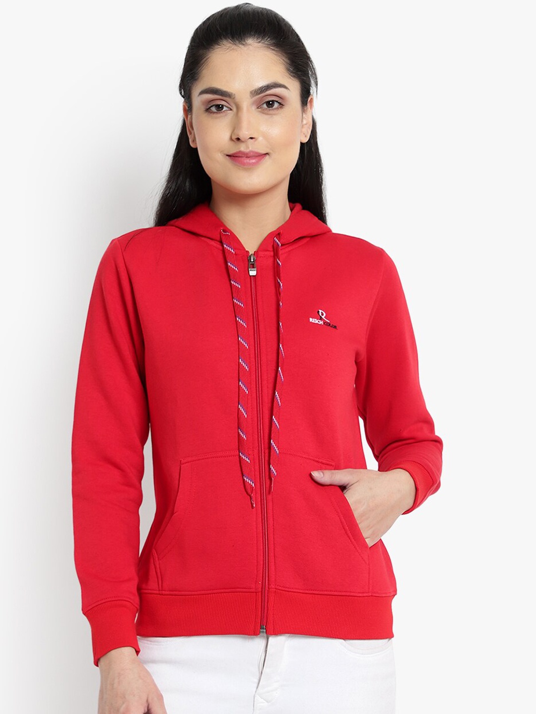 Reich Color Women Red Hooded Sweatshirt