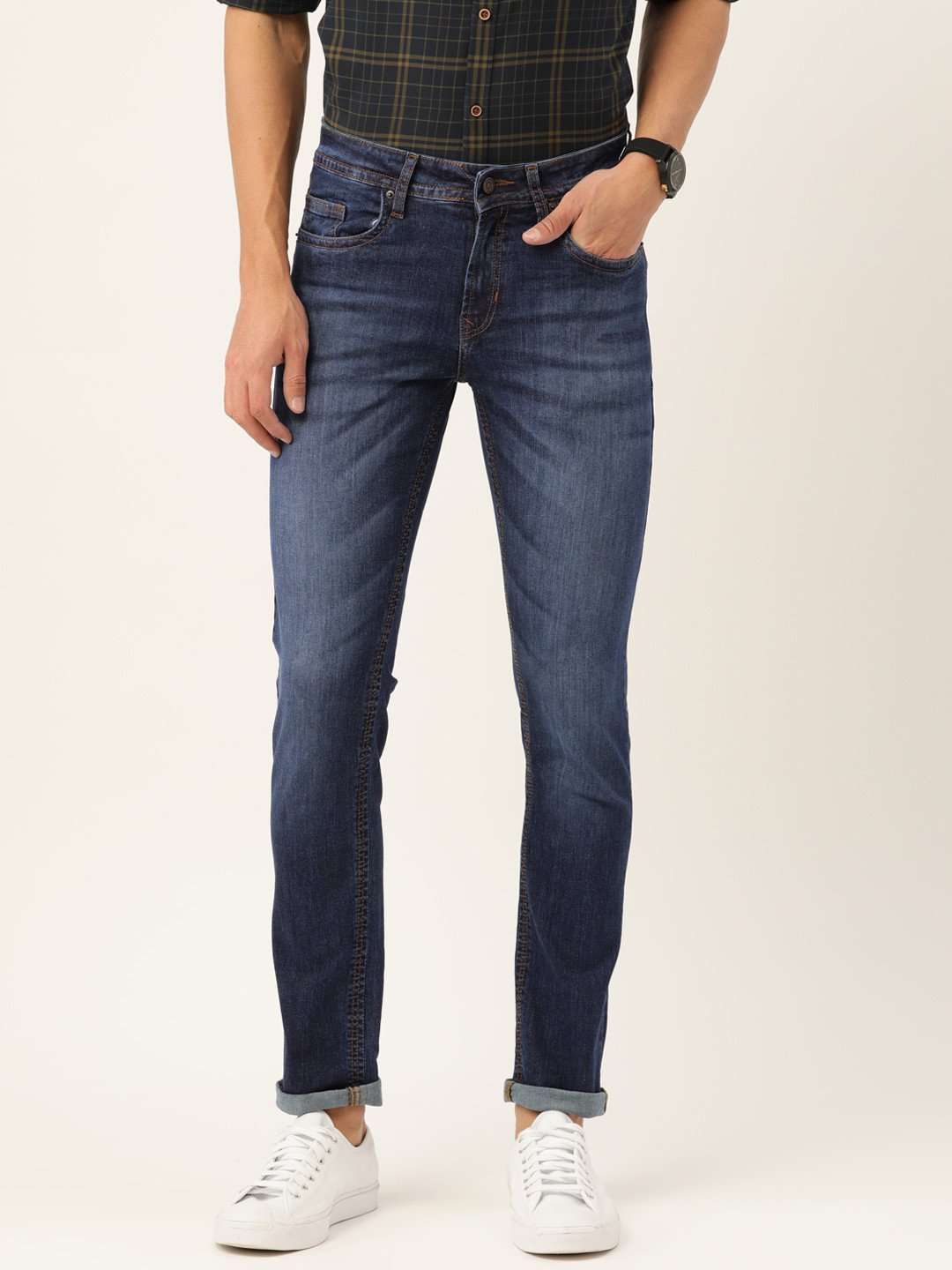 Peter England Casuals Men Navy Blue Slim Tapered Fit Light Fade Stretchable Jeans 
Peter England Casuals Men Navy Blue Slim Tapered Fit Light Fade Stretchable Jeans