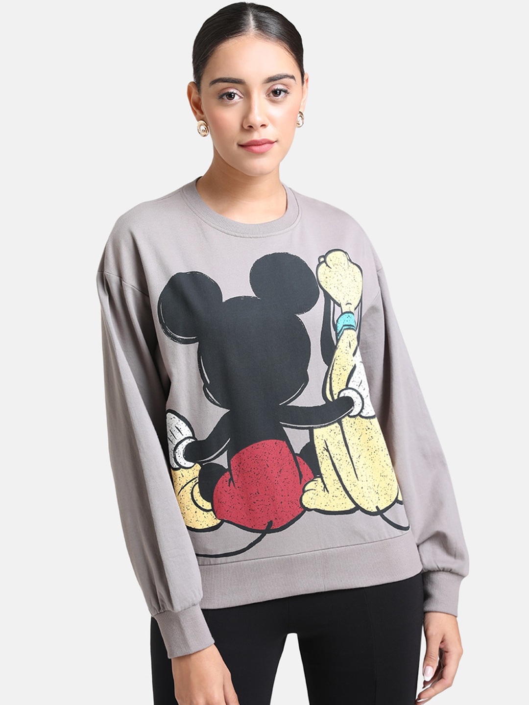 Kazo Women Grey Printed Sweatshirt