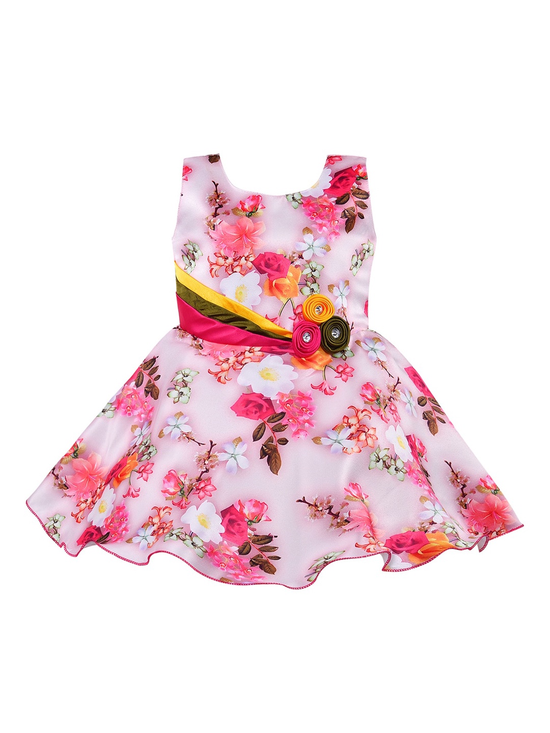 Wish Karo Pink Floral Satin Dress