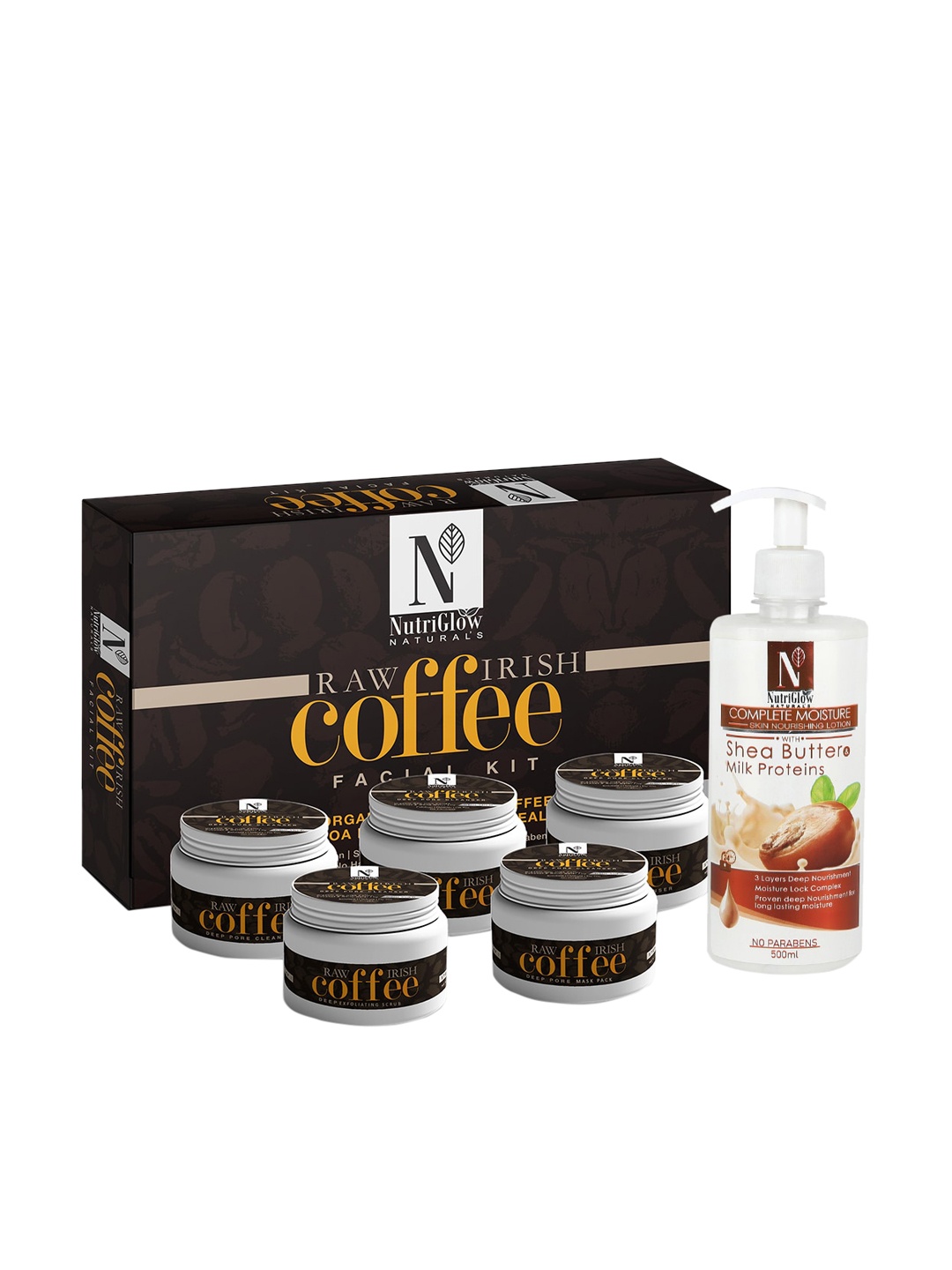 NutriGlow Naturals Set of Coffee Facial Kit 250g+10ml & Shea Butter Body Lotion 500ml, White
NutriGlow Naturals Set of Coffee Facial Kit 250g+10ml & Shea Butter Body Lotion 500ml, White