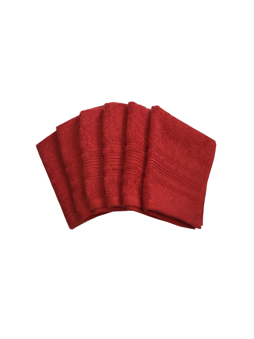 Lushomes Set Of 6 Red 450 GSM Pure Cotton Regular Face Towels