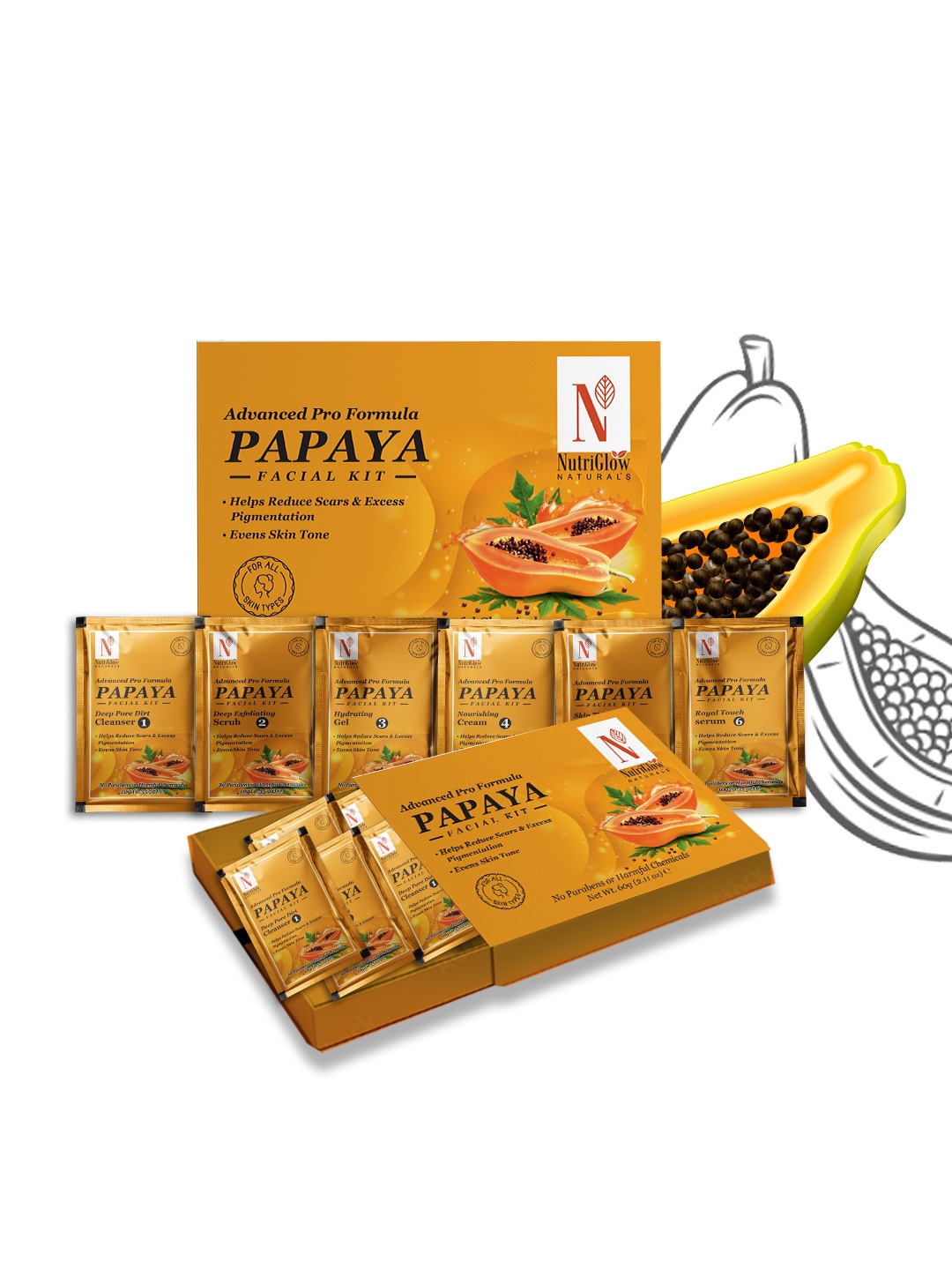 NutriGlow Naturals Sustainable Pack of 2 Advanced Pro Formula Papaya Facial Kit, White
NutriGlow Naturals Sustainable Pack of 2 Advanced Pro Formula Papaya Facial Kit, White