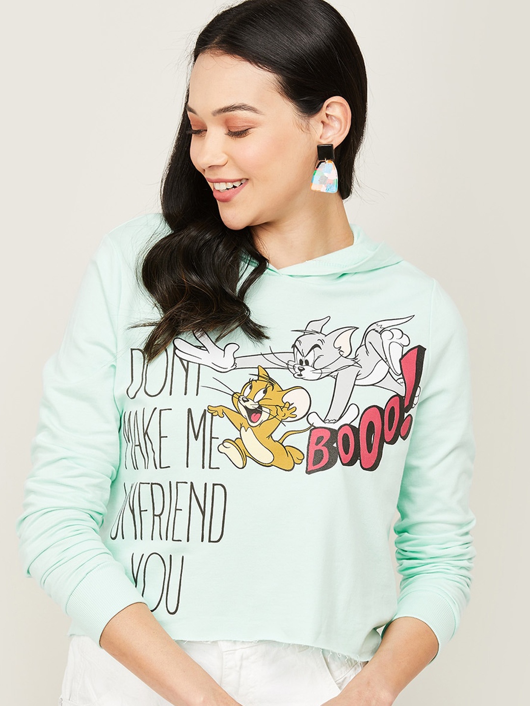 Ginger by Lifestyle Women Turquoise Blue Tom & Jerry Printed Hooded Cotton Sweatshirt
Ginger by Lifestyle Women Turquoise Blue Tom & Jerry Printed Hooded Cotton Sweatshirt