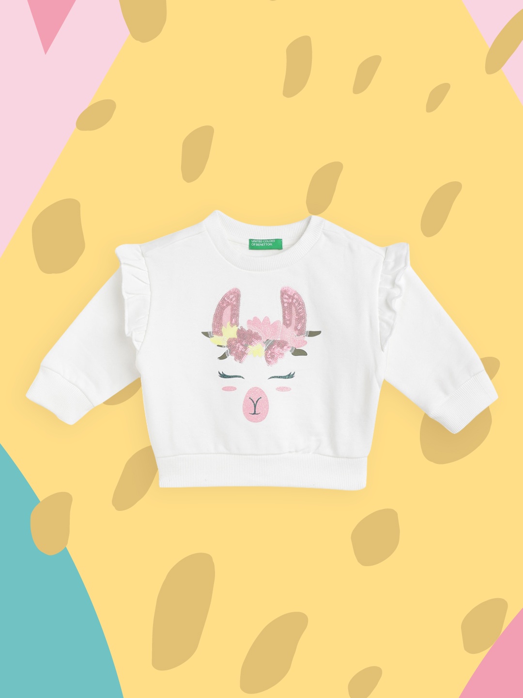 United Colors of Benetton Girls % Pink White Printed Sweatshirt with Sequence Detail
United Colors of Benetton Girls % Pink White Printed Sweatshirt with Sequence Detail