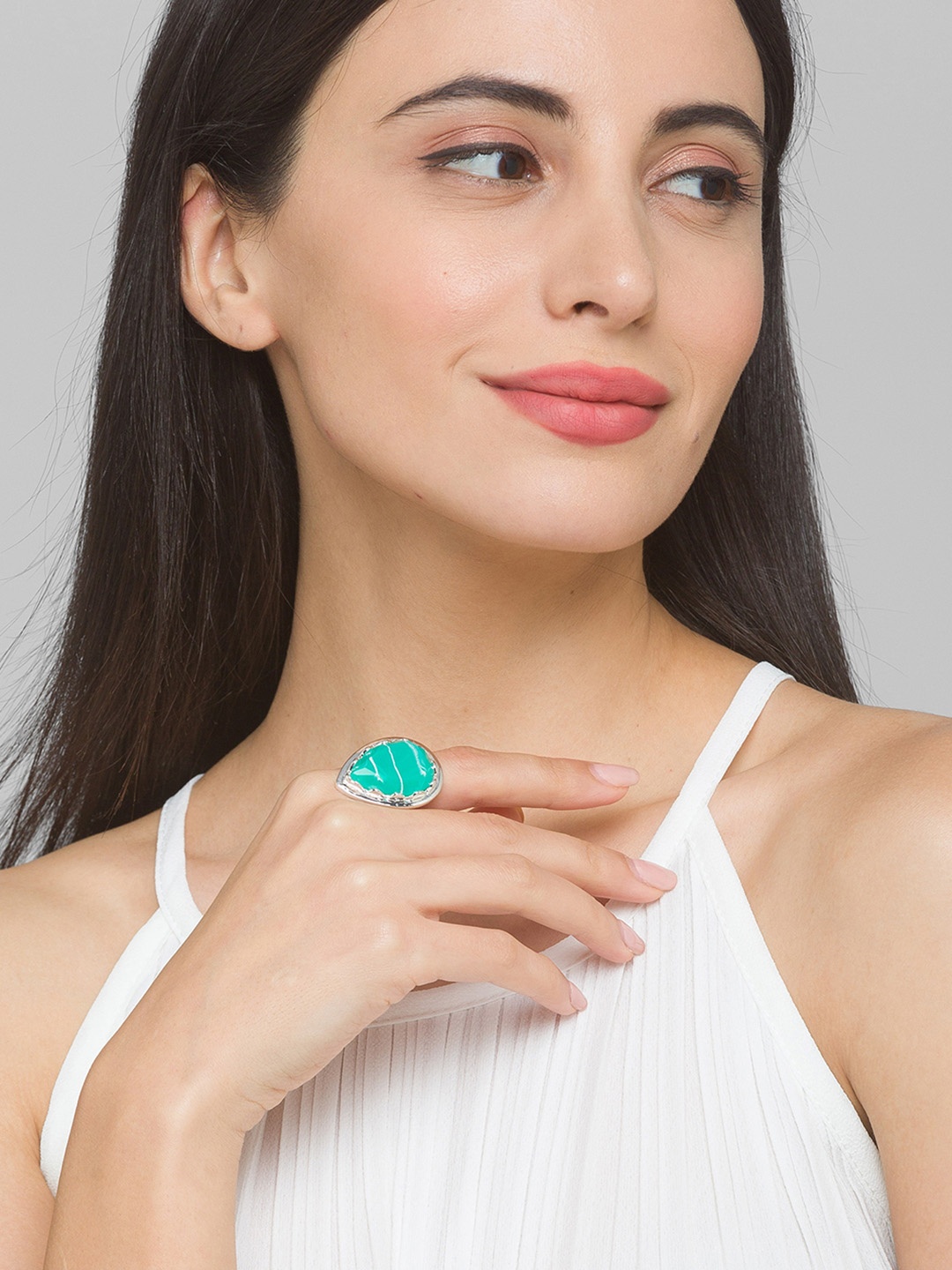 Lilly & sparkle Oxidised Silver-Plated Turquoise-Blue Stone-Studded Antique Finger Ring
Lilly & sparkle Oxidised Silver-Plated Turquoise-Blue Stone-Studded Antique Finger Ring