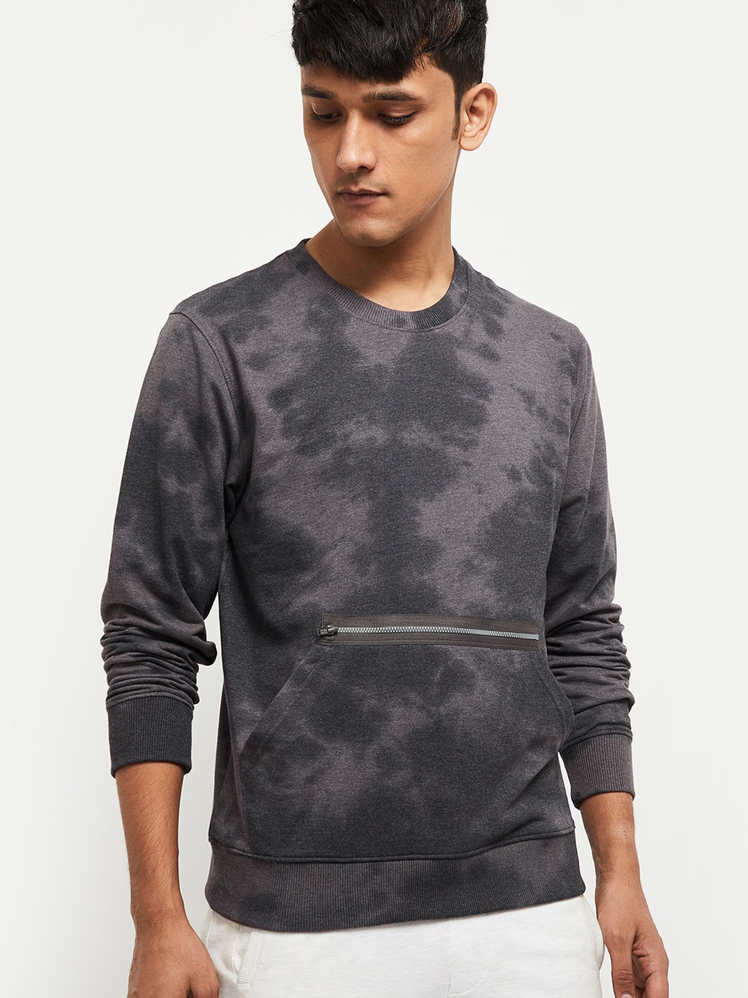 max Men Grey Printed Sweatshirt