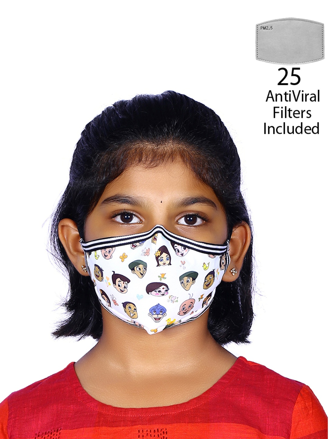 Chhota Bheem Kids White Printed 6-Ply Reusable Face Mask, Multi